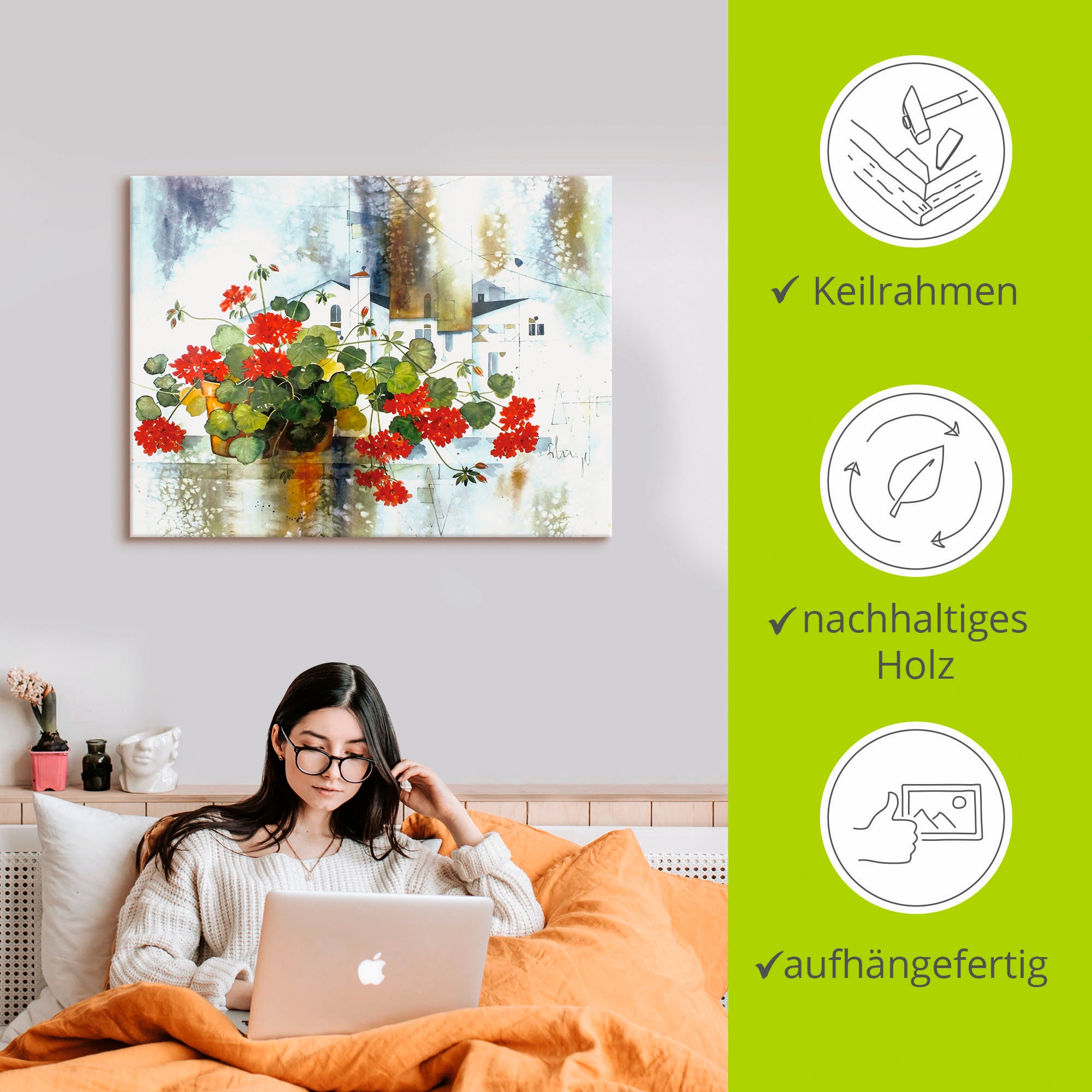 Artland Leinwandbild »Fantasie I« Blumen 1 Stk. tlg. auf Holzrahmen gespannt