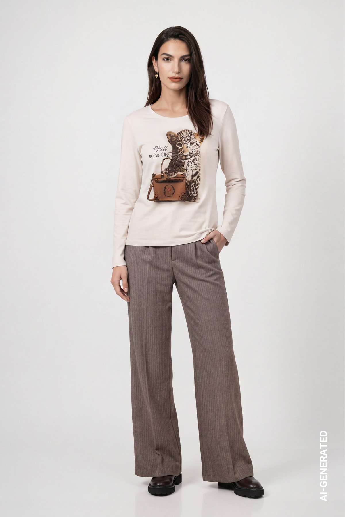 Monari Langarmshirt Regular fit, Strasssteine, Rundhalsausschnitt