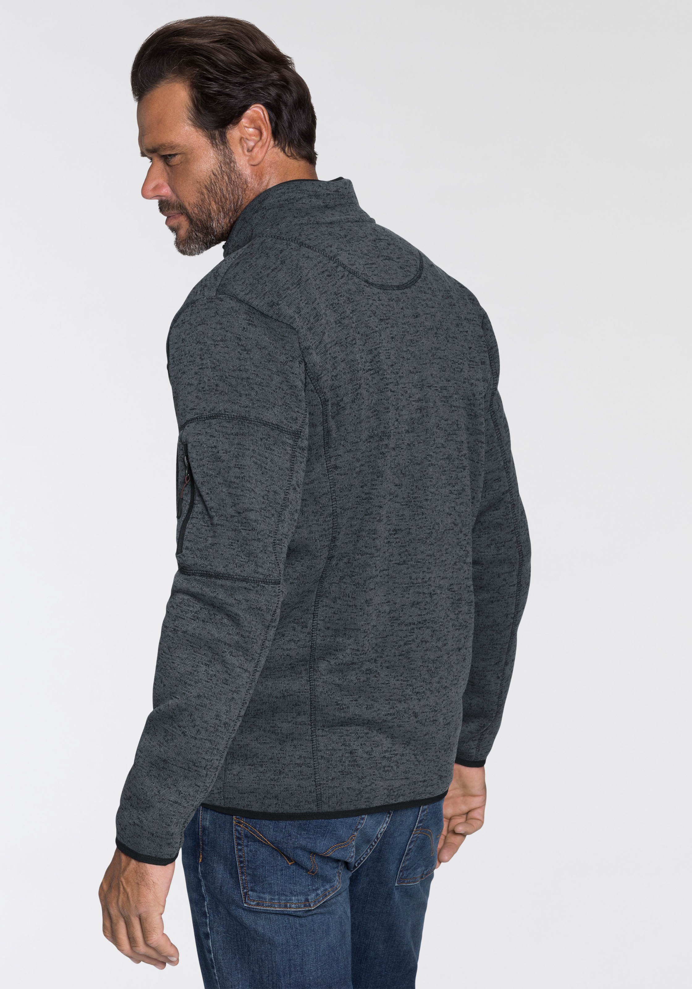 Mans World Strickfleecejacke, für die Übergangszeit, mit Reißverschlusstasc günstig online kaufen