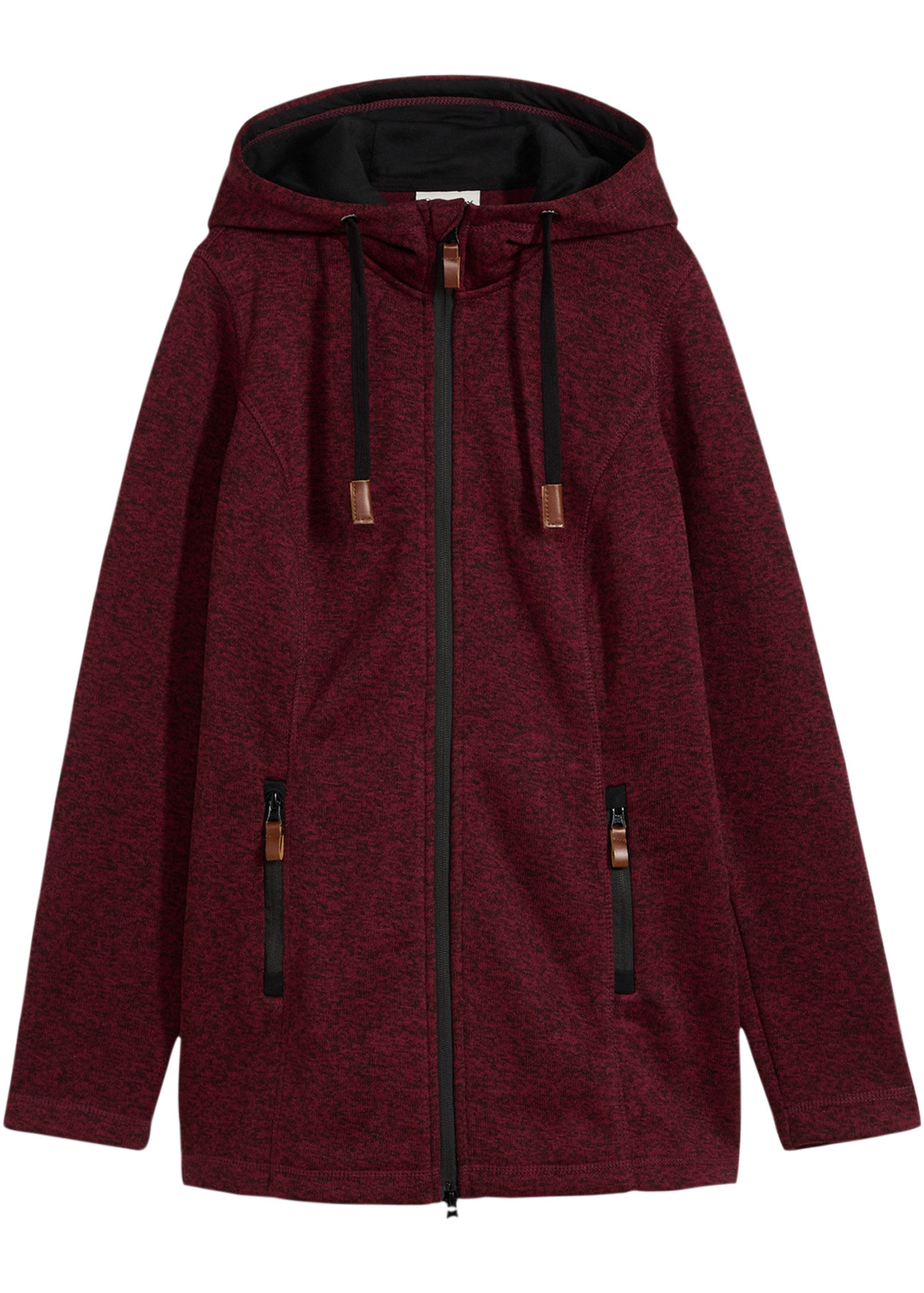 bonprix Strickfleecejacke 1 Stk. tlg. mit Kapuze bequeme Passform, mit Kapuze, mit verschließbaren Taschen