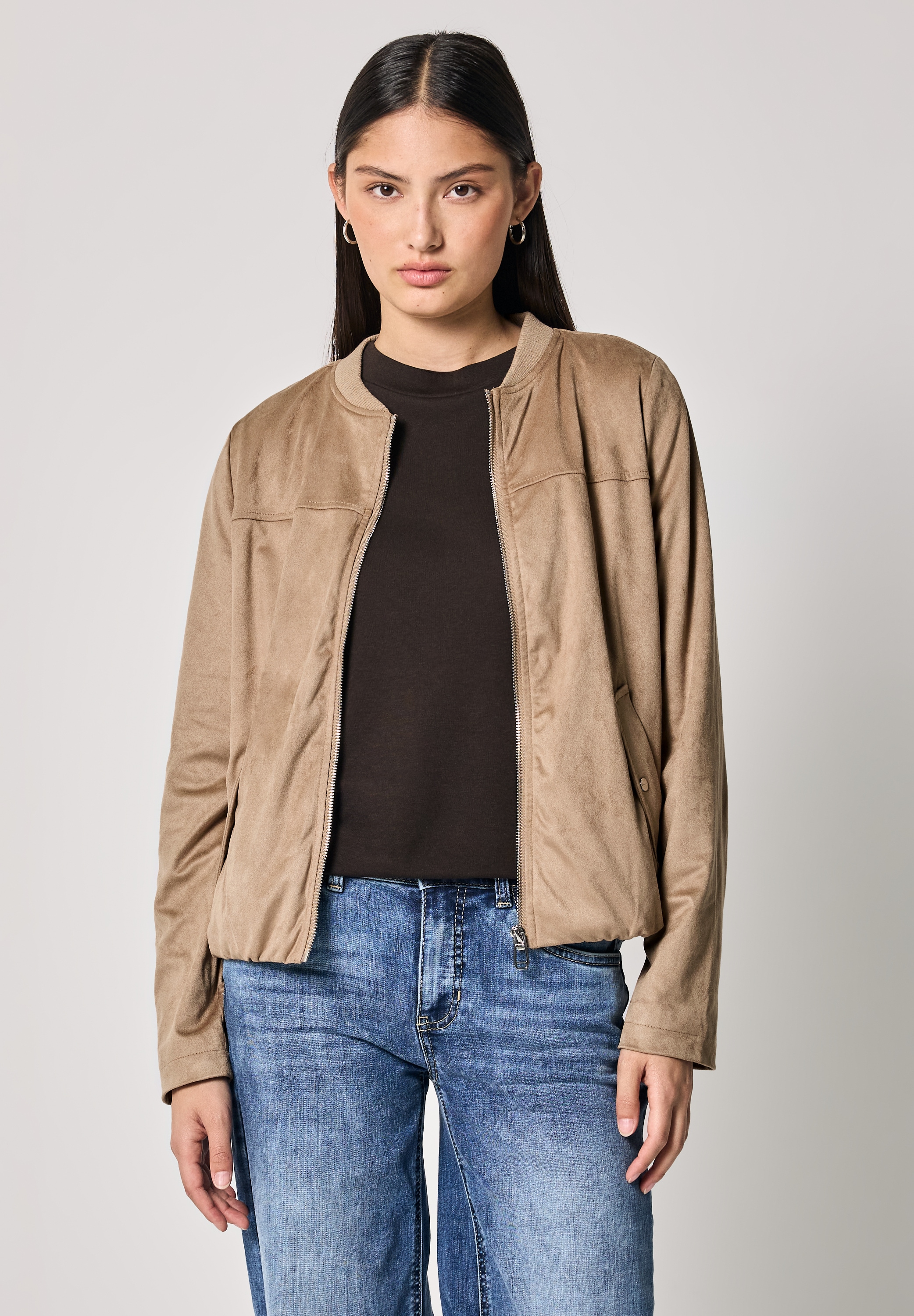 STREET ONE STUDIO Lederimitatjacke, ohne Kapuze, mit Rundhalsausschnitt günstig online kaufen