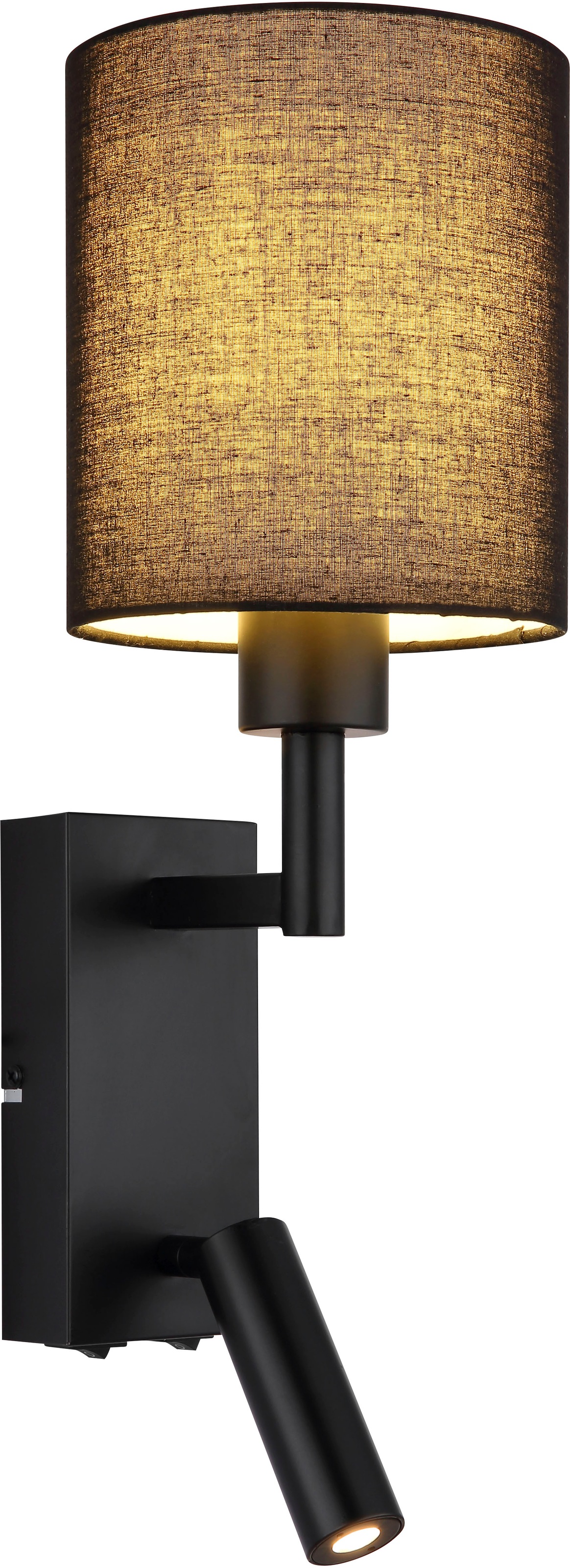 GLOBO LIGHTING Wandleuchte »ZAMORA« E27 1 Stk. Bewegliche Wandleuchte mit Textilschirm und LED