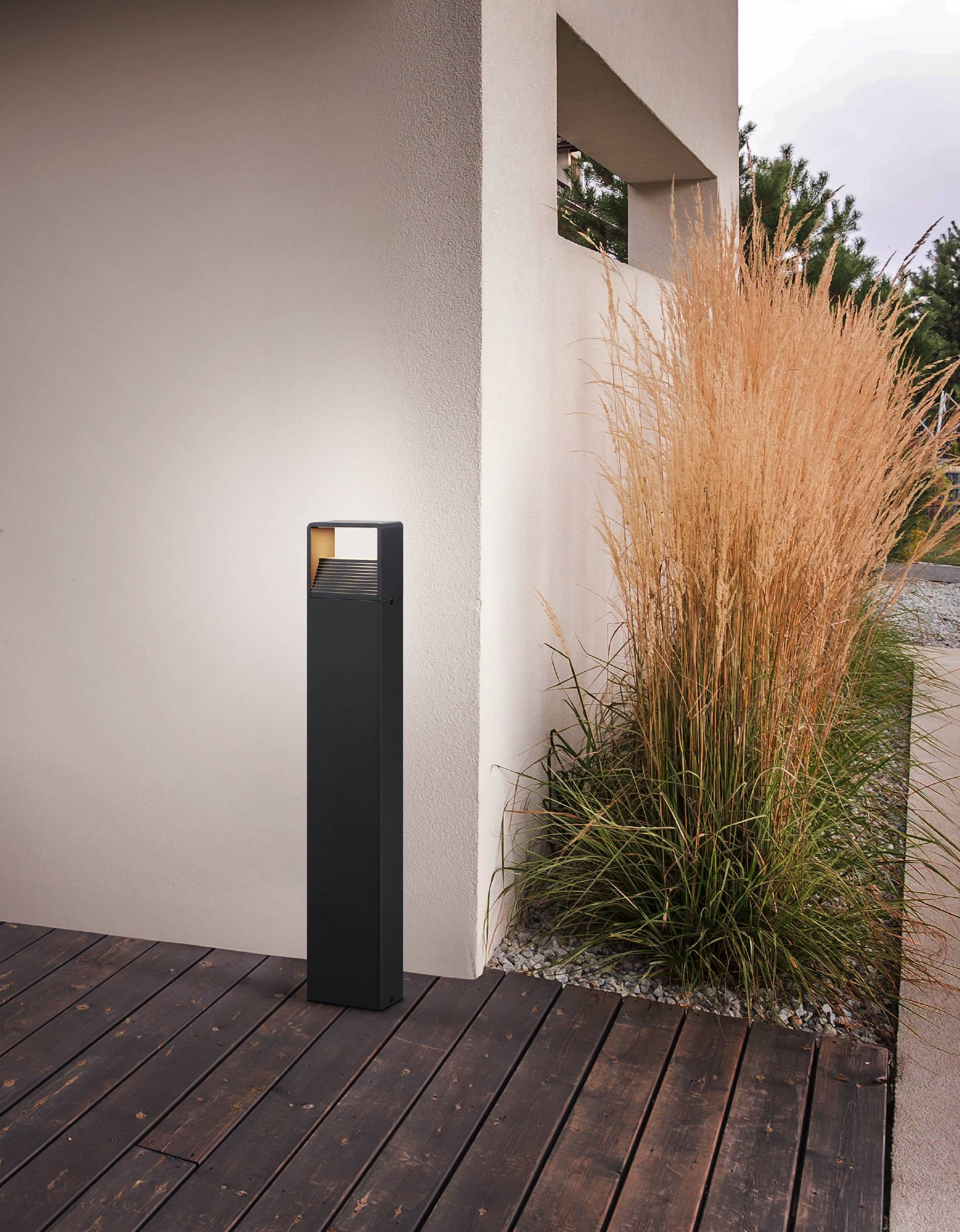 EGLO Stehlampe »Doninni 1 Außen-Stehlampe, Außenleuchte aus Kunststoff, IP44, Lampe« LED-Modul 1 Stk. Warmweiß Stehleuchte - L13,5 x B7,5 x H80 cm - anthrazit - 6,2W inkl.