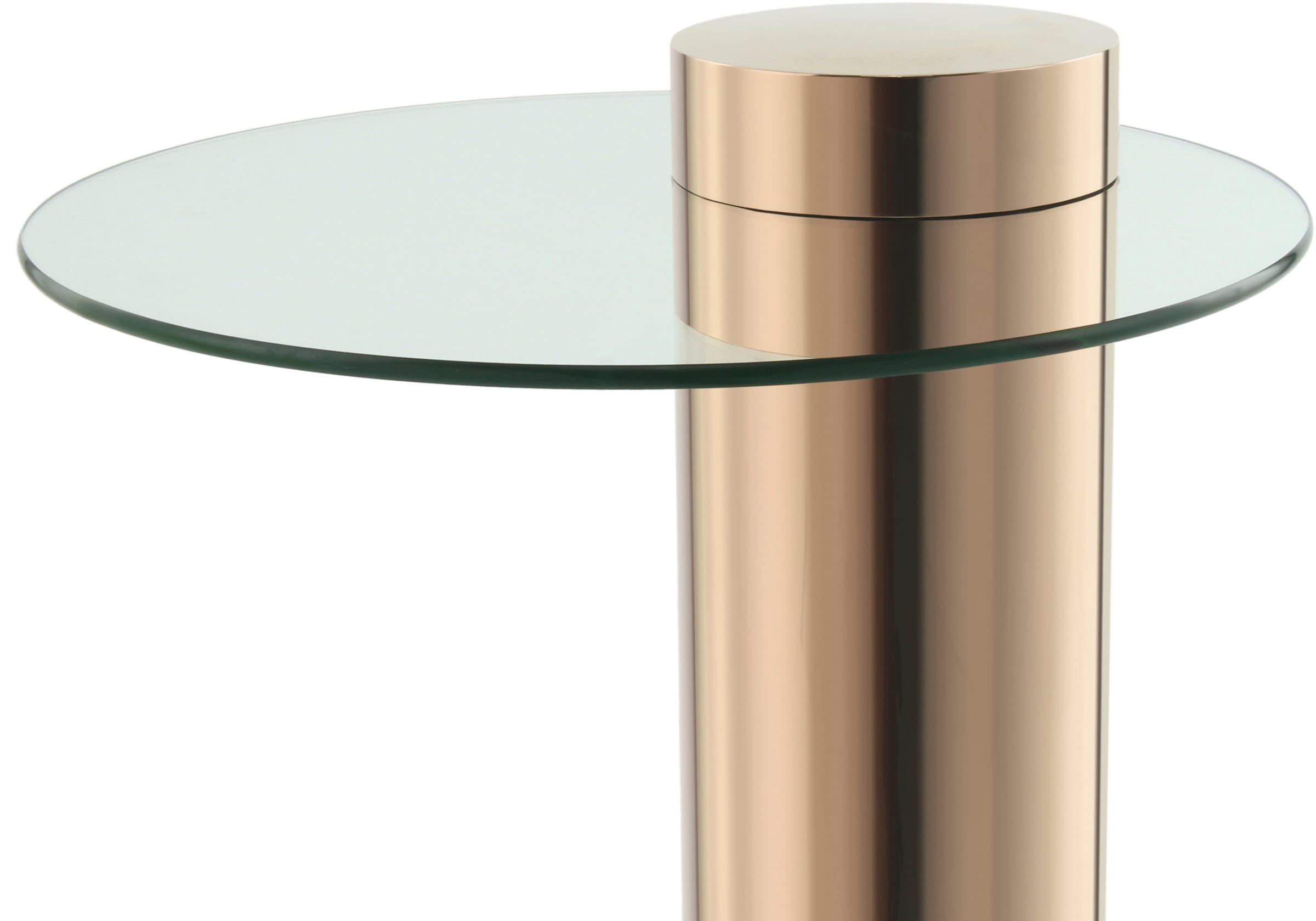 Kayoom Beistelltisch »Ontario 125, Runde Glasplatte aus Sicherheitsglas, 100% Edelstahl«, (1 St.), Minimalistisches Design, Säulengestell, pflegeleicht
