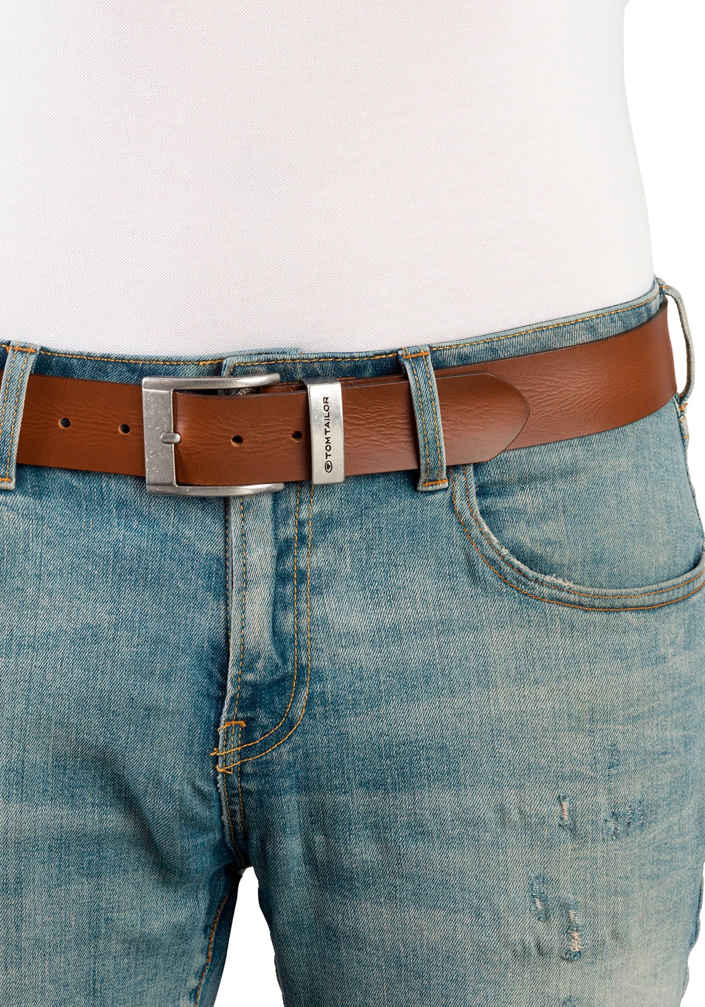 TOM TAILOR Ledergürtel »TTTOM«, 4 cm breiter Herrengürtel, Casual und Jeans Look