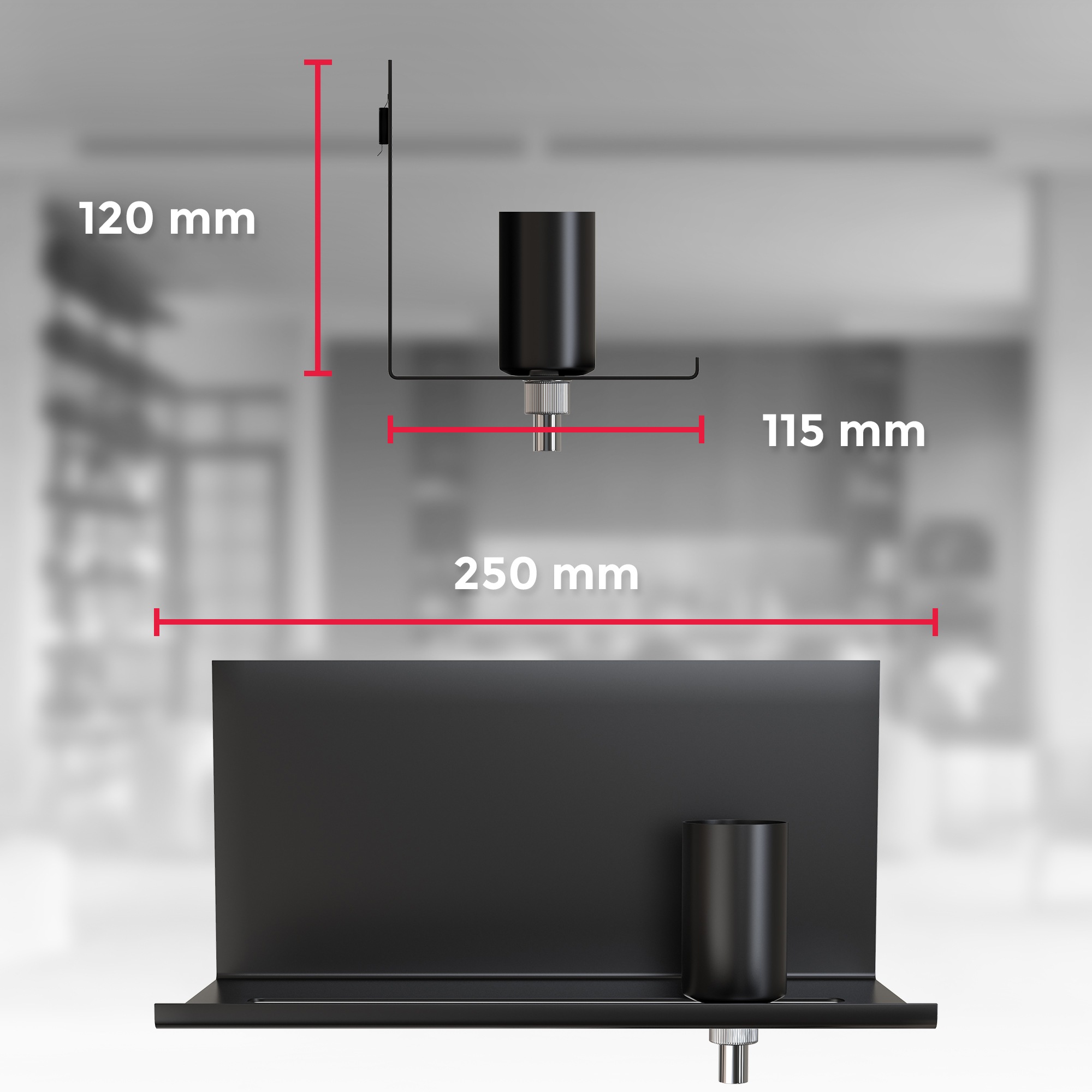 B.K.Licht Wandleuchte, 1 flammig, Leuchtmittel E27 | ohne Leuchtmittel, verstellbare Wandlampe mit Ablage, Kabelschalter, schwarz, 1-flammig