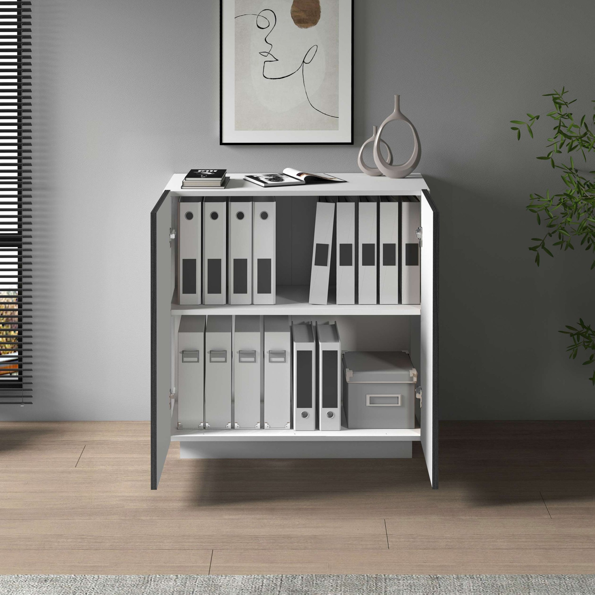 INOSIGN Aktenschrank »Coro, Mehrzweckschrank, Büroschrank mit 2 Türen«, & verstellbare Einlegeböden, Höhe 86 oder 166 cm, Made in Italy