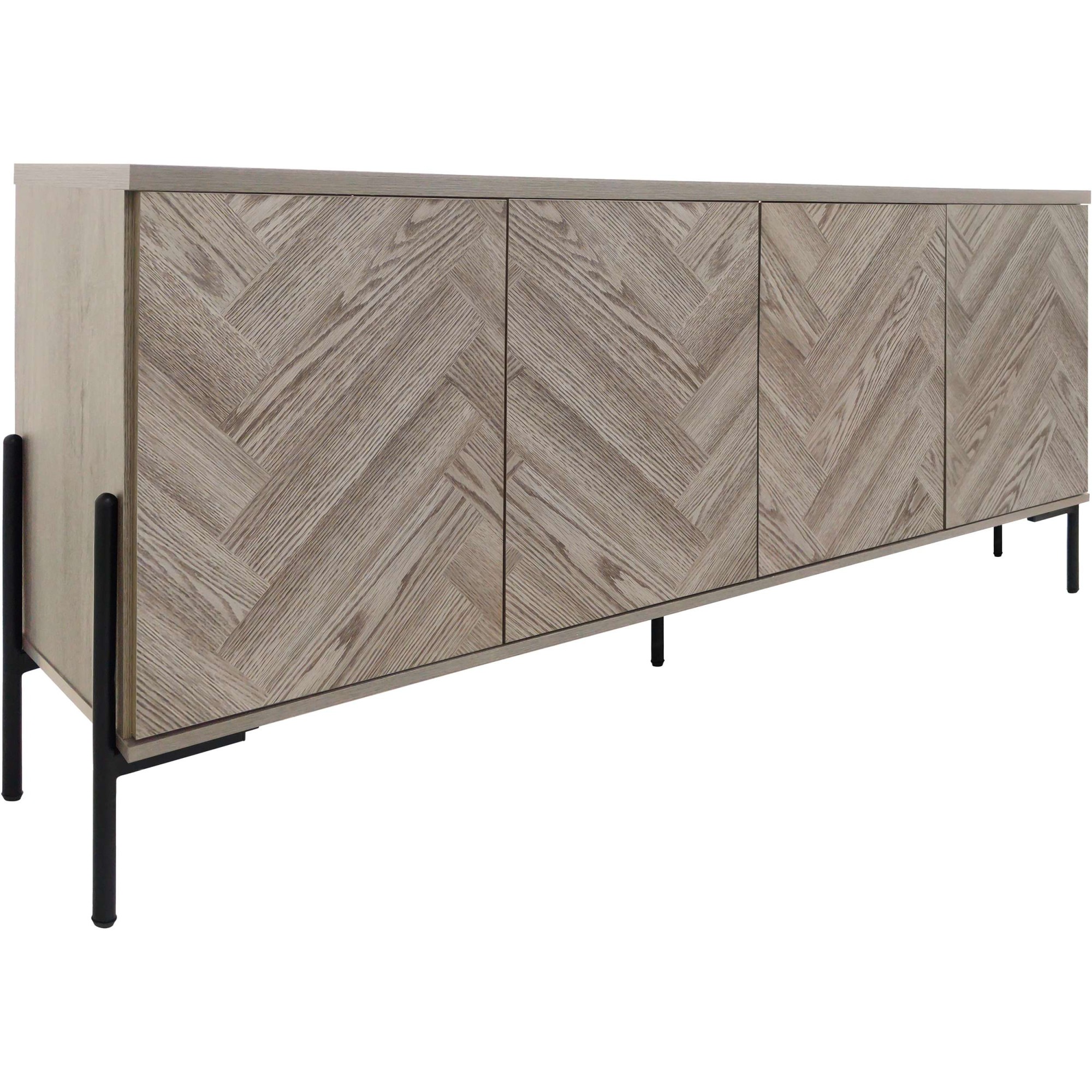 Leonique Sideboard "Eadwine" Kommode, Push-to-open, Türen mit Fischgräten M günstig online kaufen