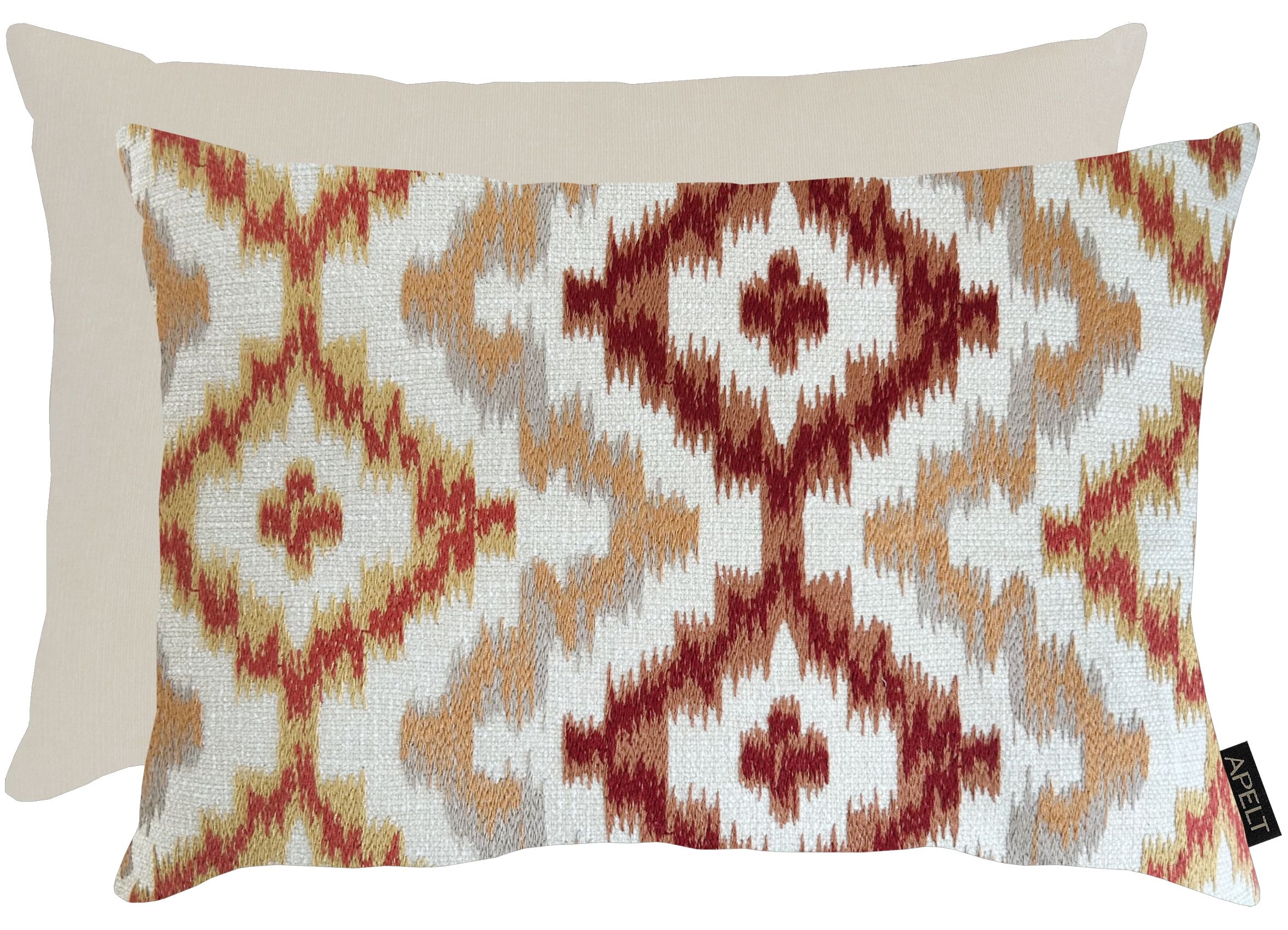 Dekokissen APELT, B:35cm H:10cm L:45cmnatur, orange, rot, ornament, Mischgewebe, Dekokissen_Sitzkissen_Kissenhüllen, "Milan in Ikat-Design",