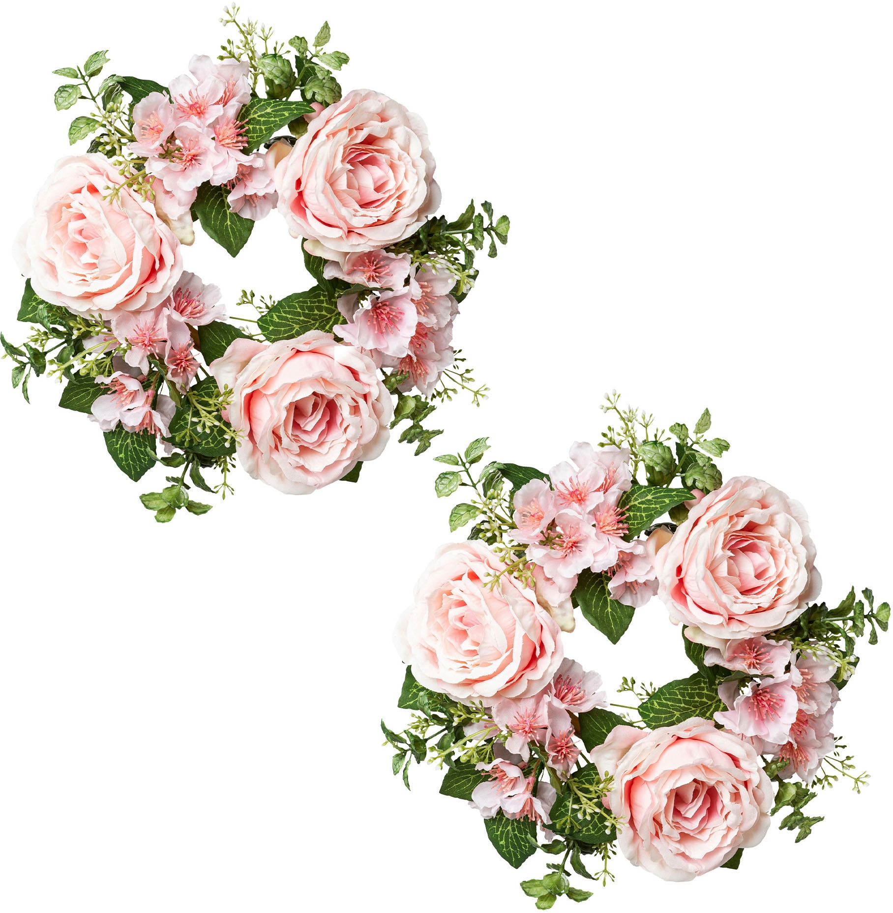 Creativ »Kerzenring Set Kunstblume im und Blüten«, 2er BAUR bestellen green Rosen |