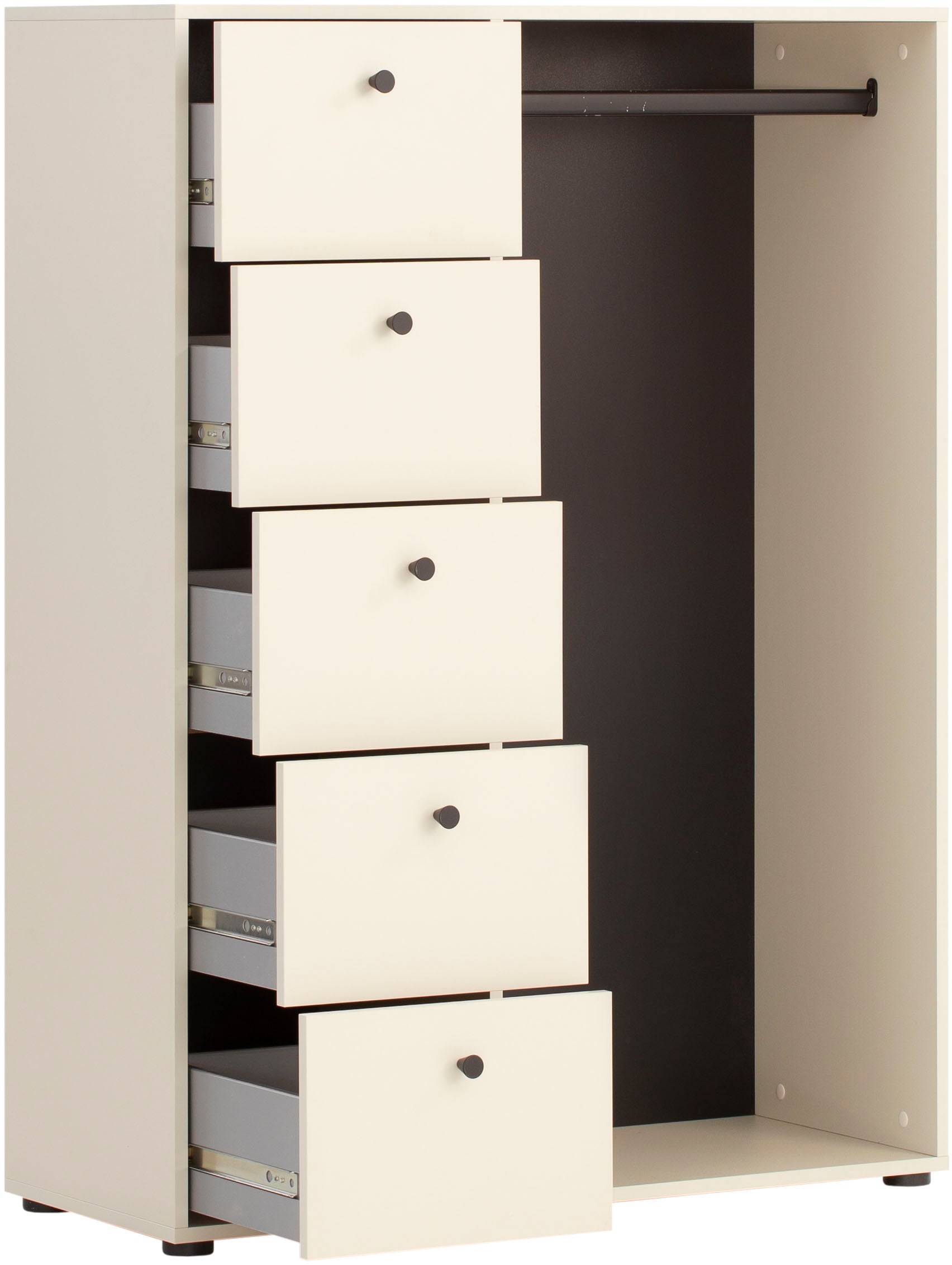 Schildmeyer Kleiderschrank »Lovund, Breite 98 cm«, Mit 5 Schubladen und Kleiderstange