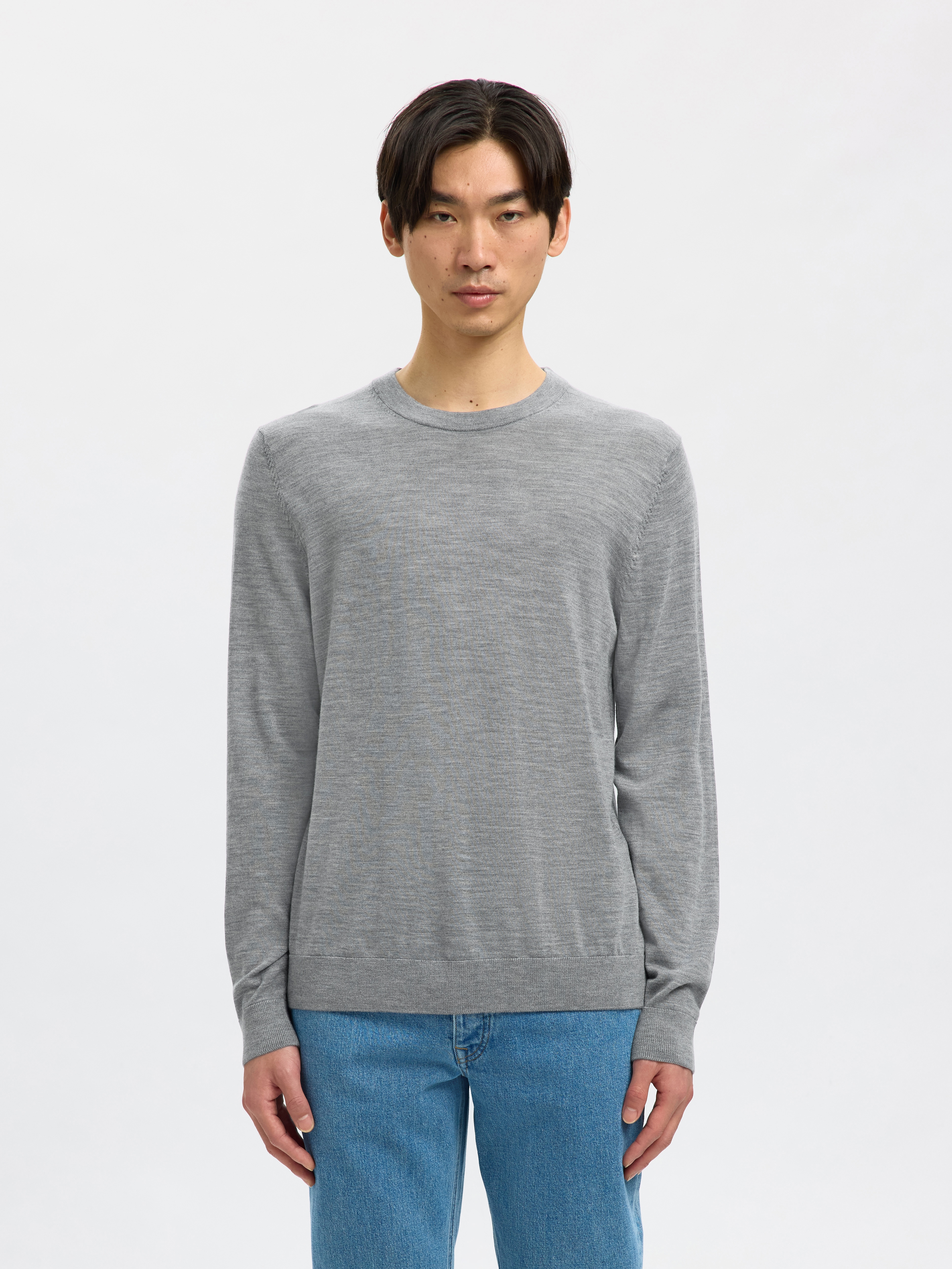 SELECTED "SLHTRAY LS KNIT MERINO CREW NECK NOOS" Wolle, regular fit