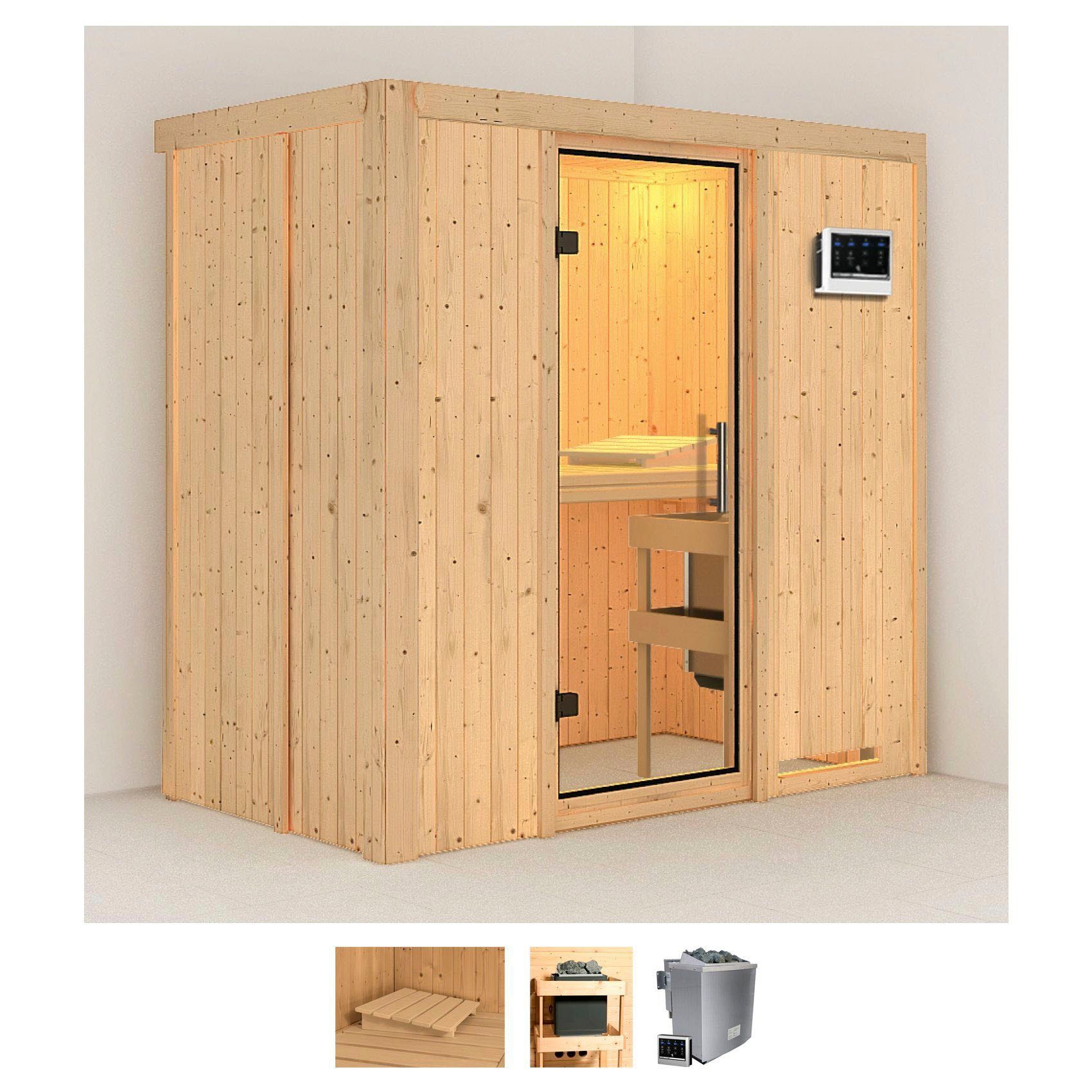 Karibu Sauna "Vada" Set, Ofen 9 kW Bio externe Strg easy