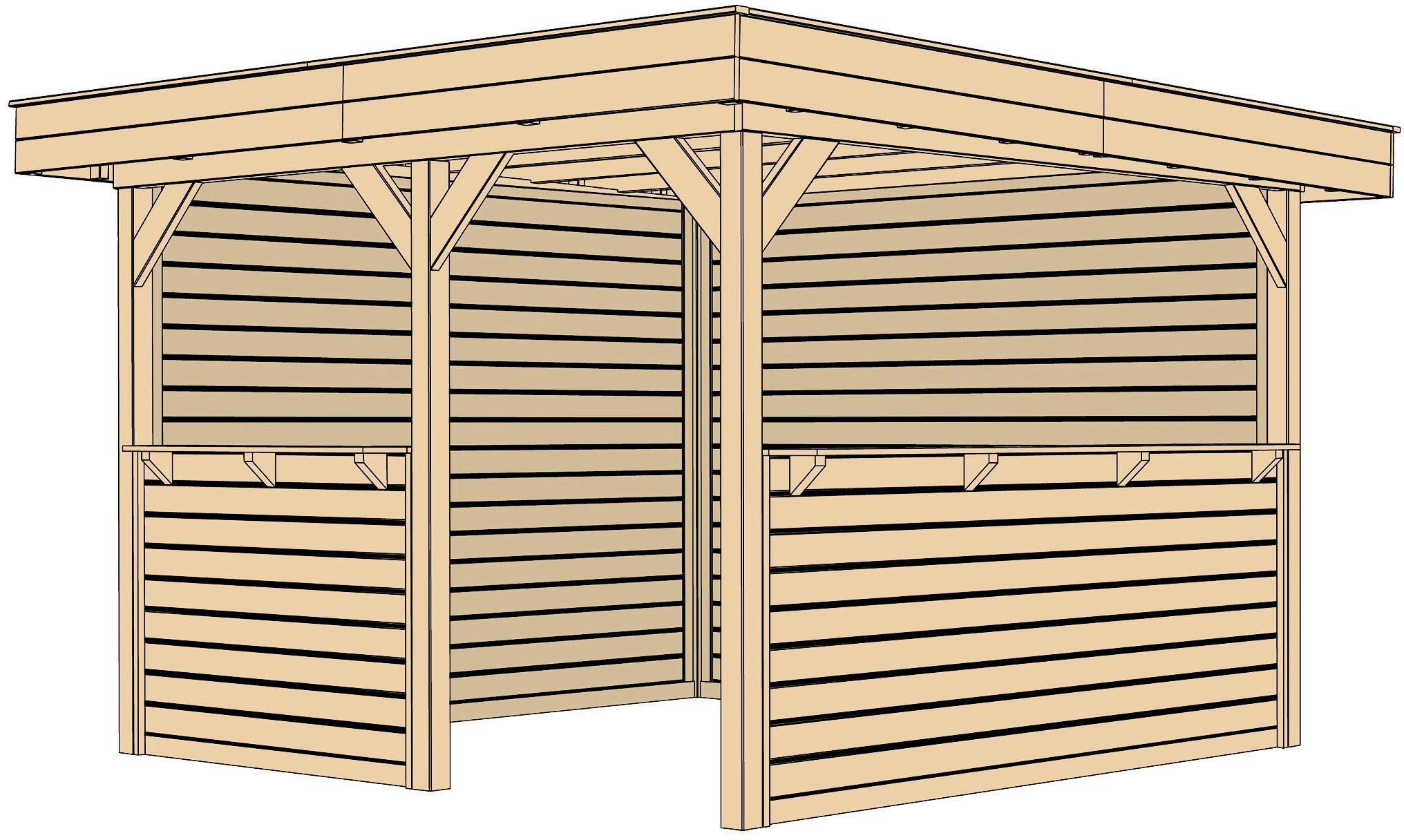 weka Holzpavillon "Gartenlaube 657 Gr.2" Set mit 2 Rückwänden, Tresenwand u günstig online kaufen