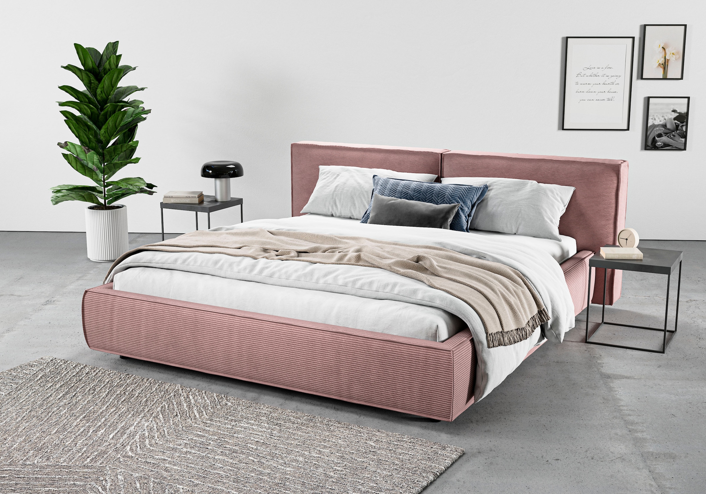 Home affaire Polsterbett "Adrina mit Biesenoptik, Feincord und Luxus-Microf günstig online kaufen