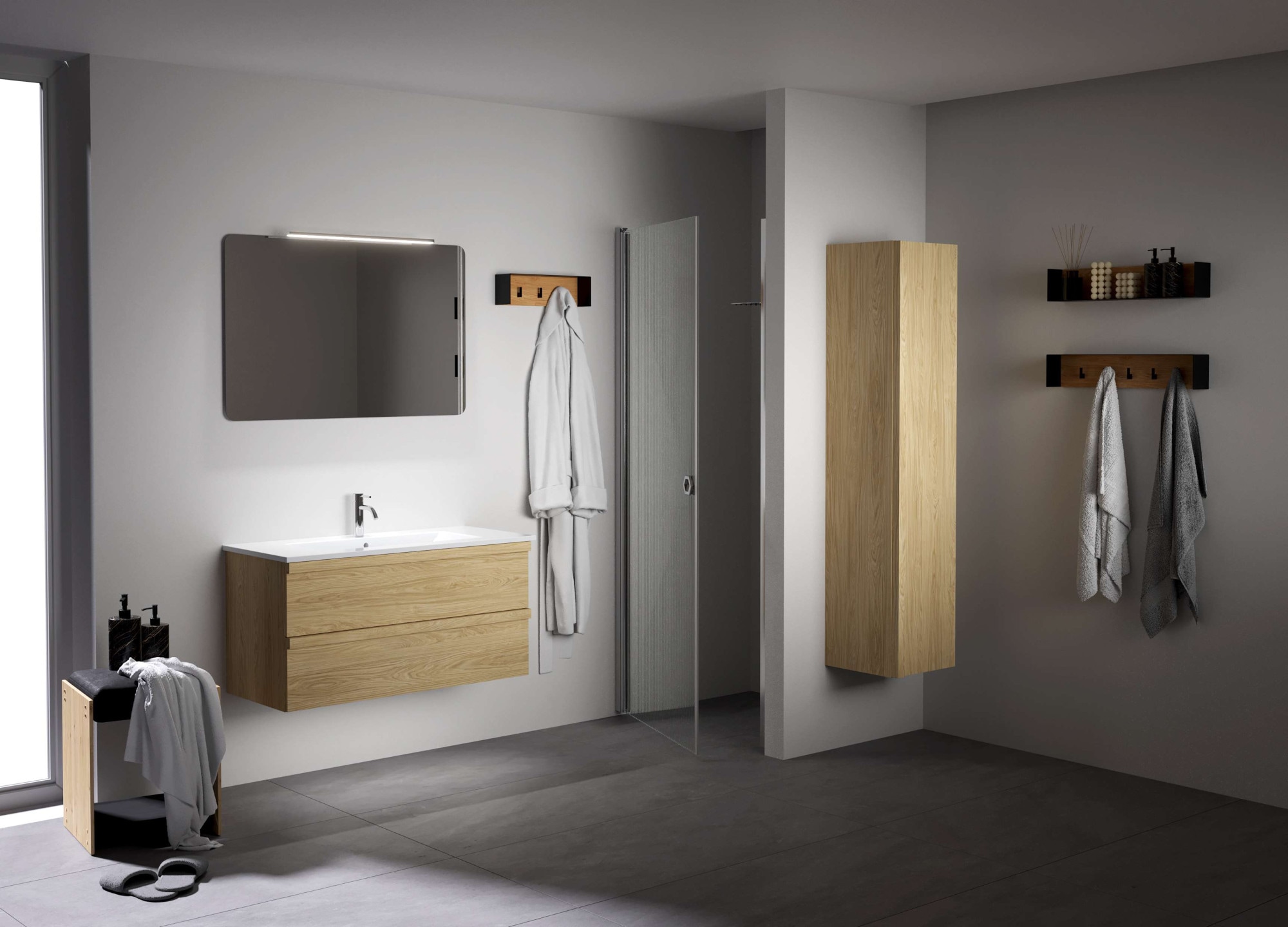 welltime Hochschrank »Pure Badezimmerschrank«, Breite 35 cm, Höhe 160 cm, mit Soft-Close-Funktion, FSC® zertifiziert