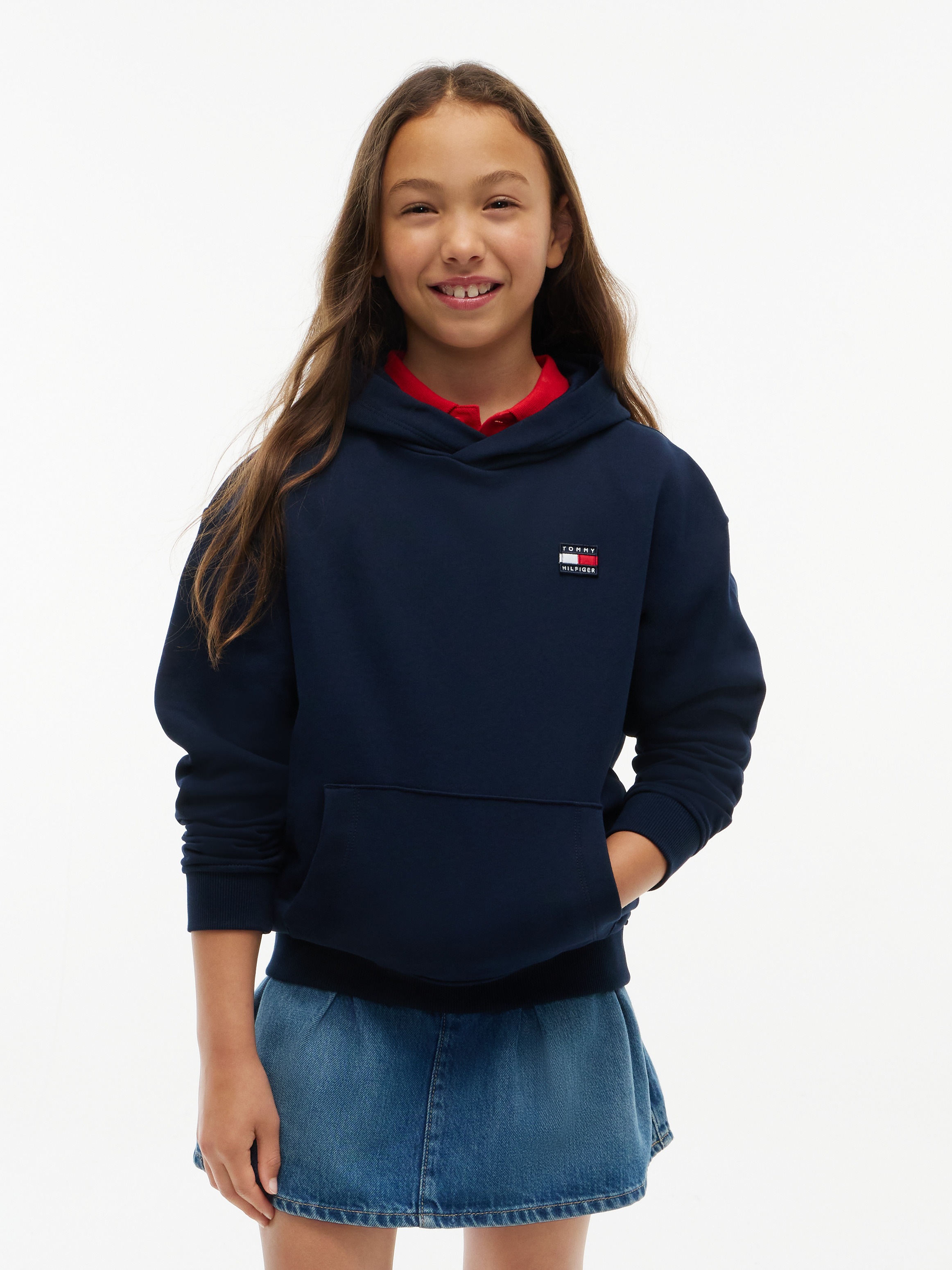 Tommy Hilfiger Kapuzensweatshirt, Kängurutasche, reine Baumwolle, Kinder bis 16 Jahre