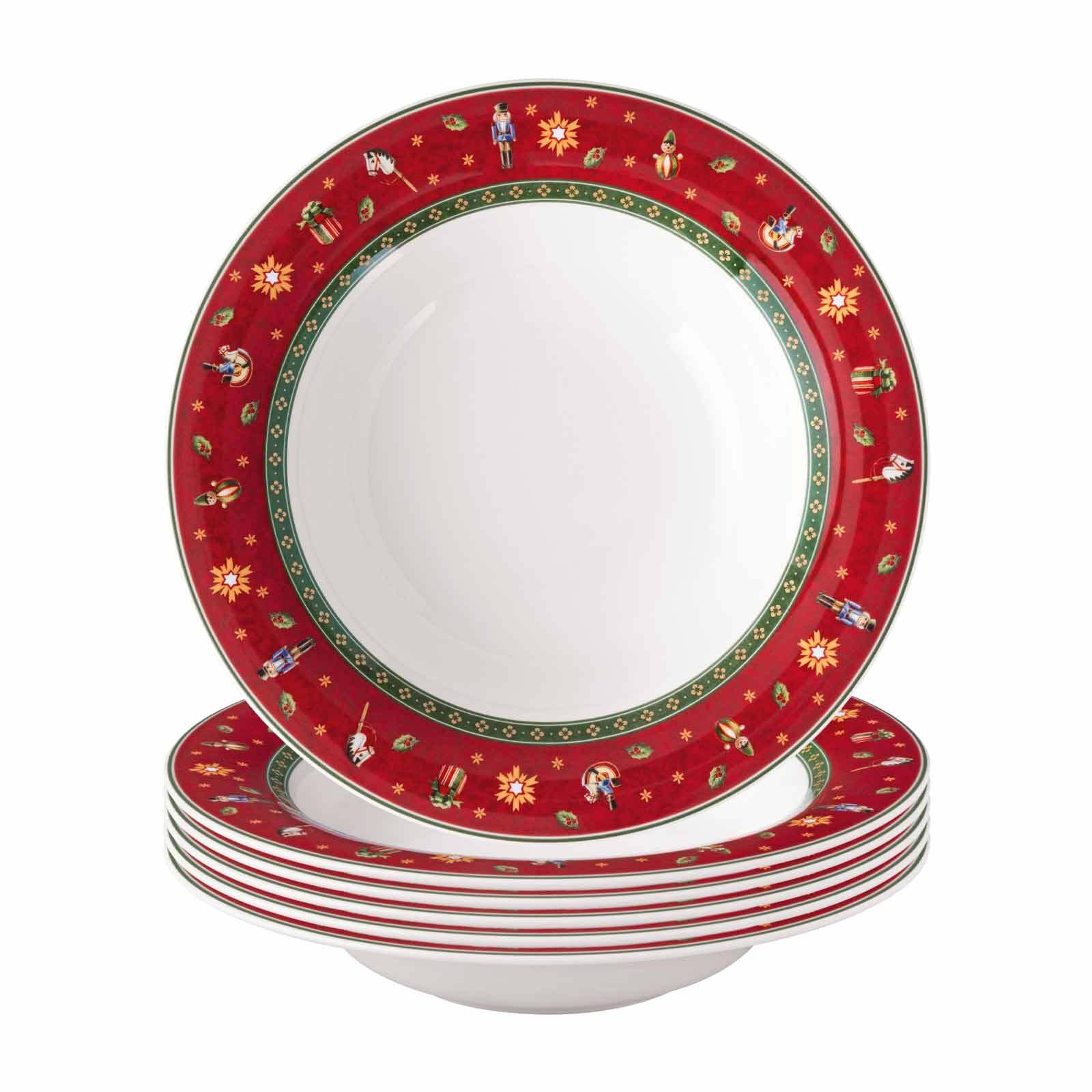 Villeroy & Boch Suppenteller "Suppenteller Toys Delight ø 23 cm 6er Set rot" Mikrowellengeeignet, handwäsche empfohlen