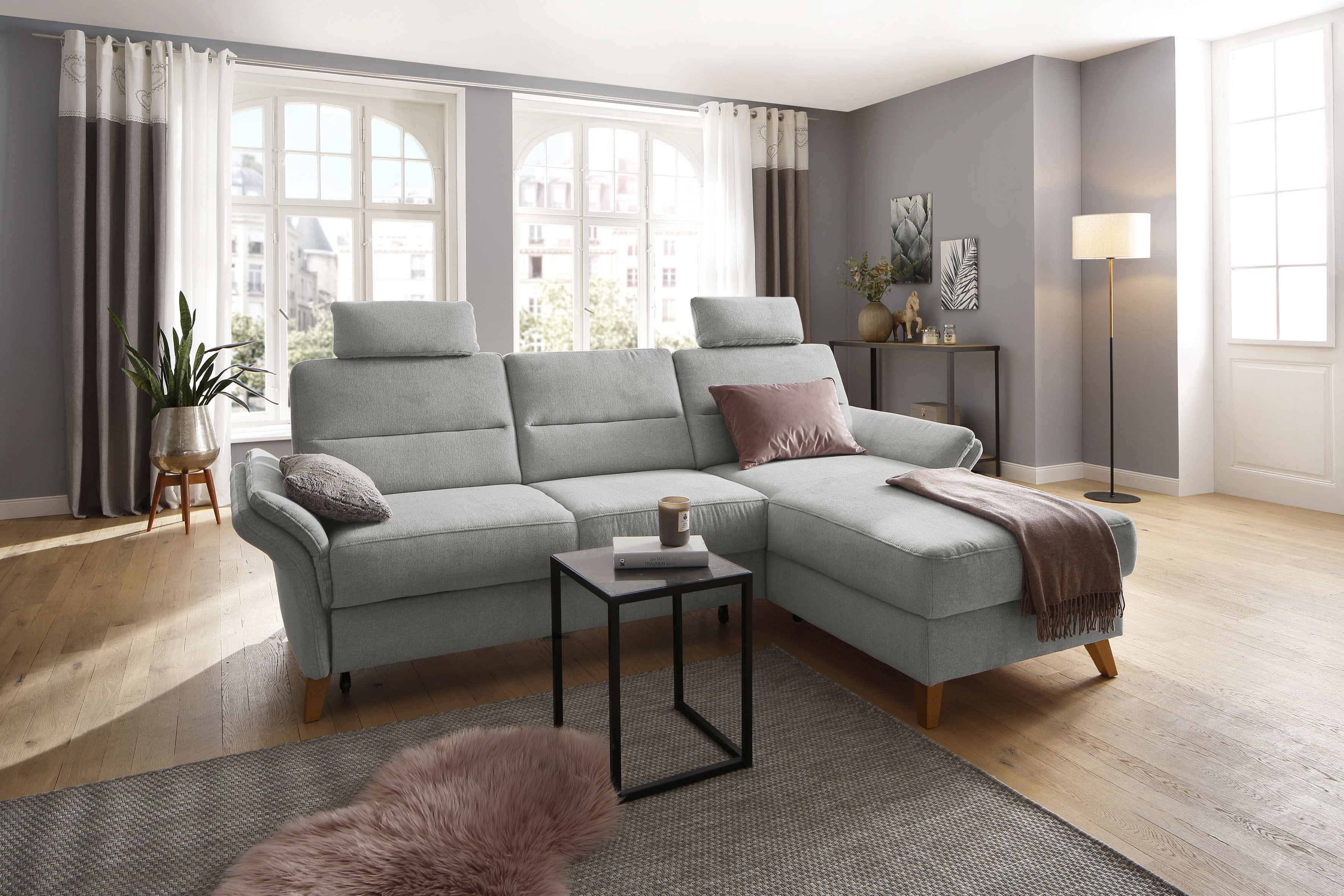 OTTO home Ecksofa "Westerland L-Form" Federkern-Polsterung, wahlweise mit Schlaffunktion, Bettkasten