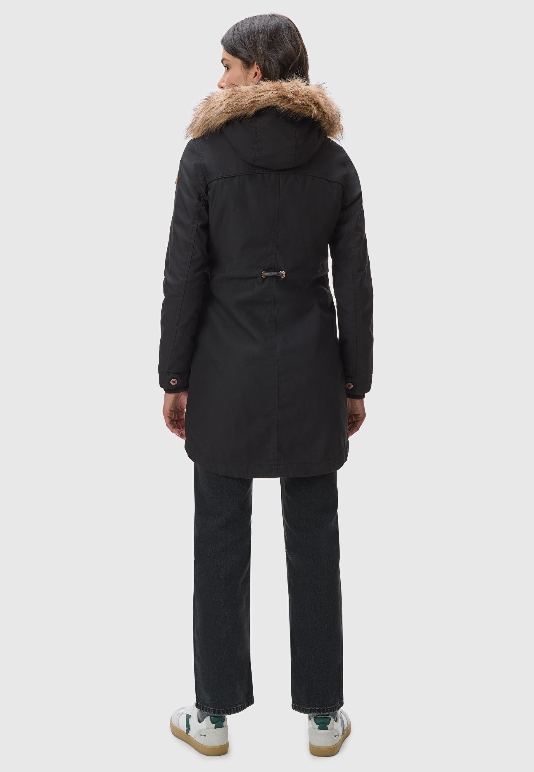 Ragwear Winterjacke »Tawny«, mit Kapuze, stylischer Winterparka mit großer Kapuze und Kunstfellkragen