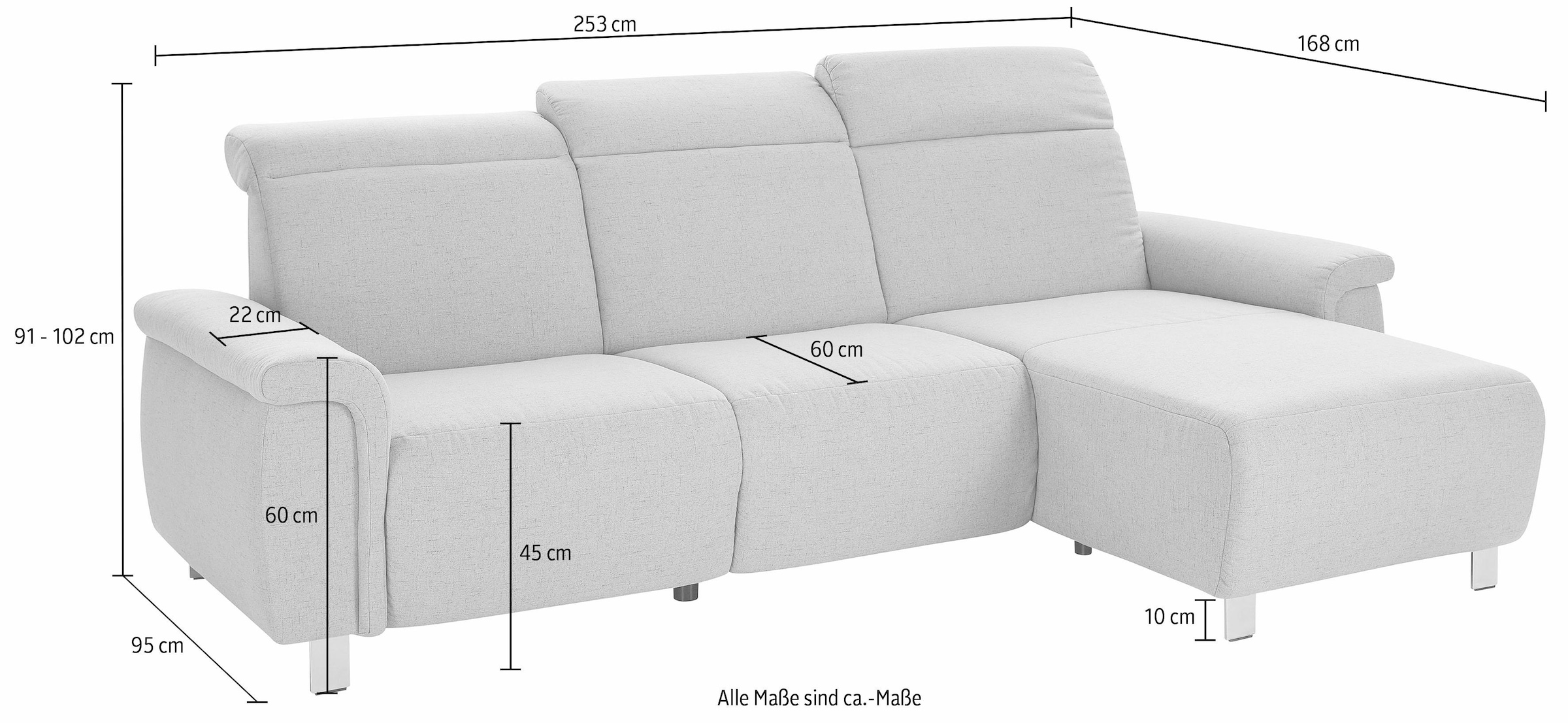 sit&more Ecksofa »Township L-Form«, wahlweise mit elektrischer Wallfree-Funktion
