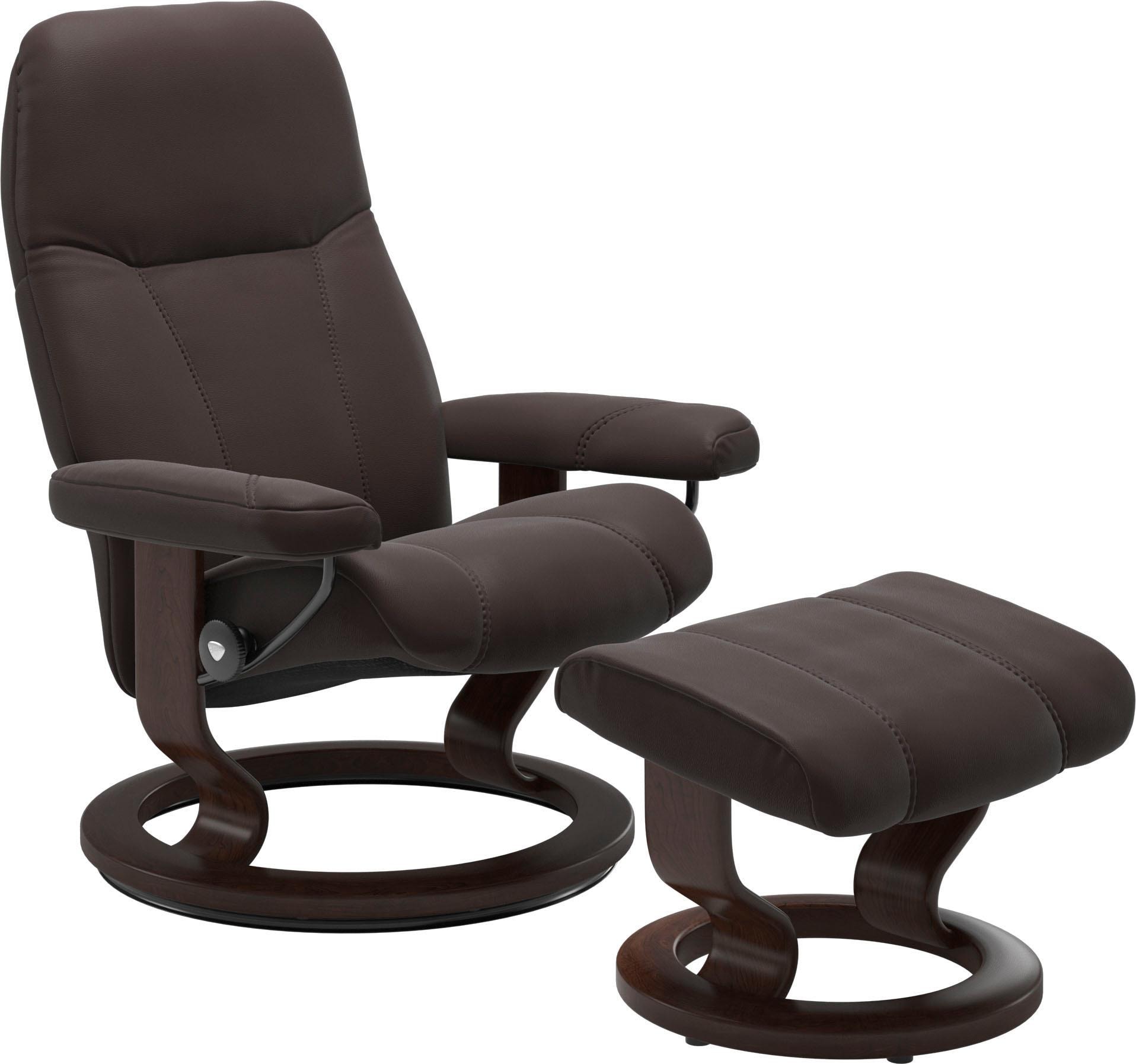 Stressless Relaxsessel "Consul" Set, Relaxsessel mit Hocker, mit Hocker, mit Classic Base, Größe M, Gestell Braun