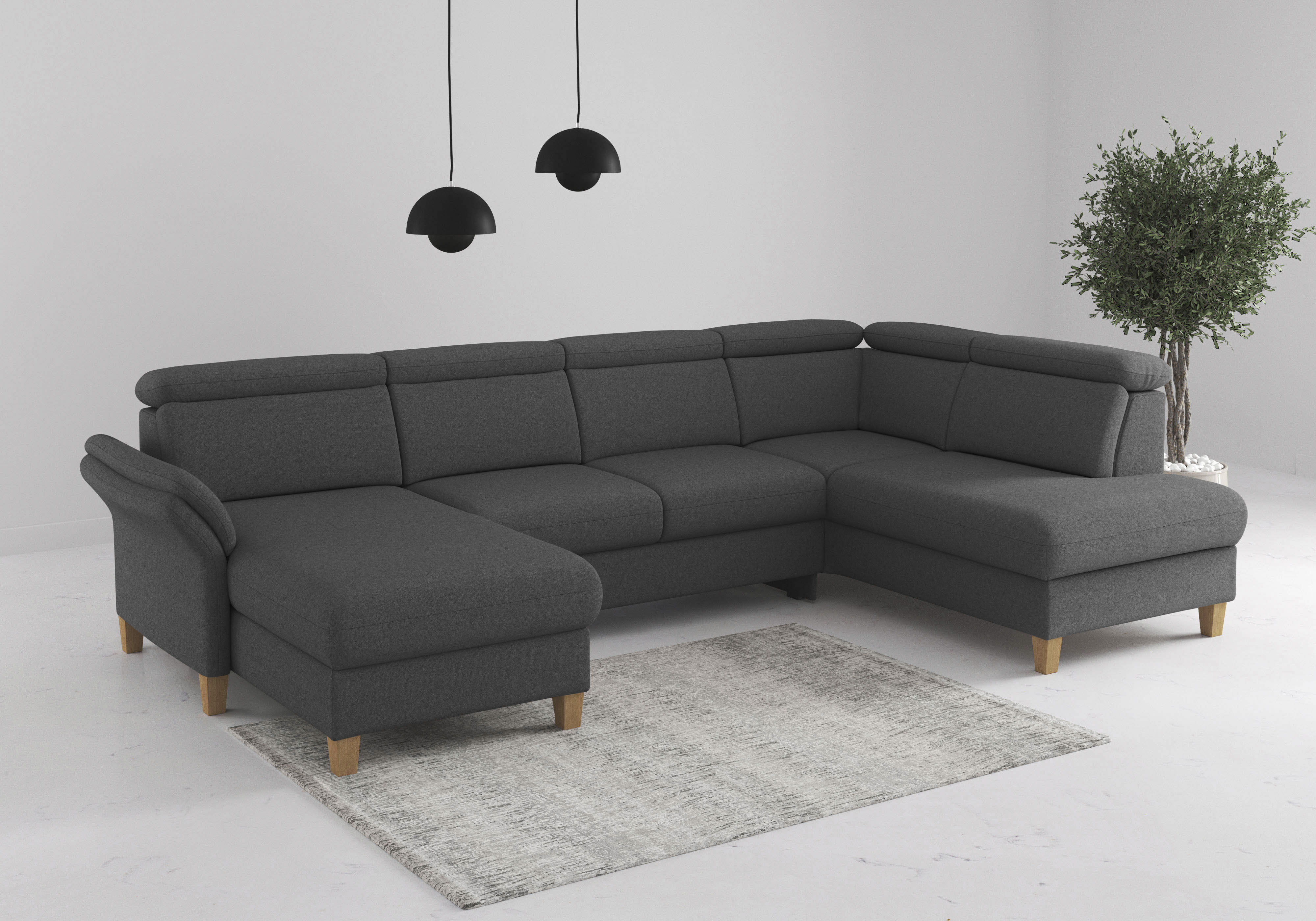 OTTO home Wohnlandschaft "Glendale, U-Form" inkl. Kopfteilverstellung, wahlweise mit Vorziehsitz und Bettkasten