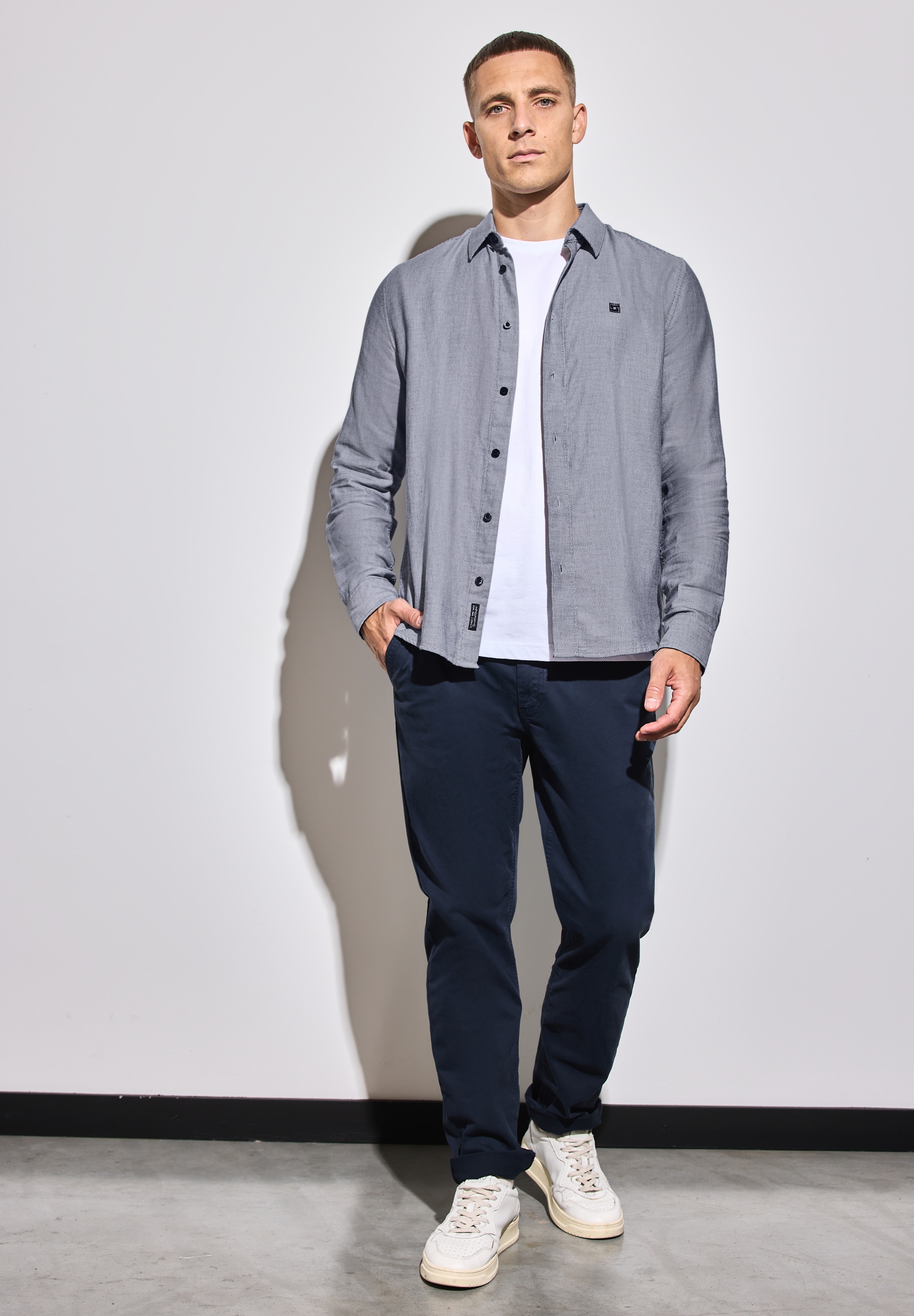 STREET ONE MEN Langarmhemd, aus reiner Baumwolle