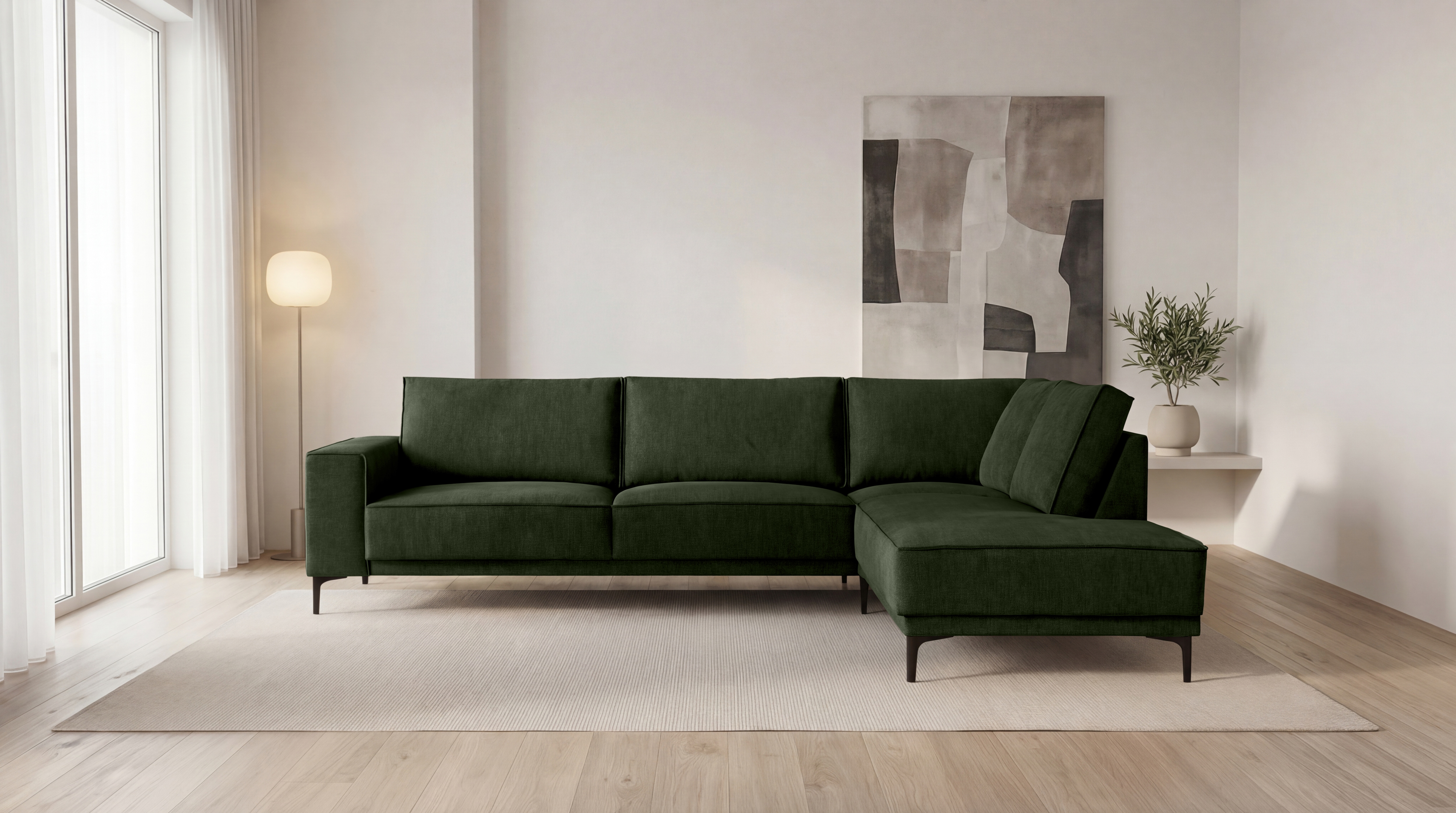 OTTO home Ecksofa "OLAND Bouclé L-Form, B: 289 cm, Skandi-Design" Struktur, Flachgewebe, Luxus-Microfaser, Boucle