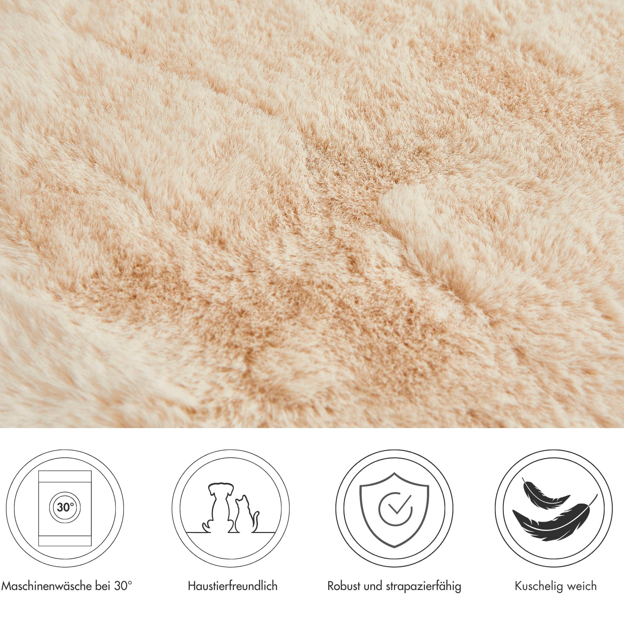 Thumbnail - LUXOR living "Sitzauflage Novara" Kunstfell, rund oder eckig, sehr weich, auch als 4er Set bestellbar