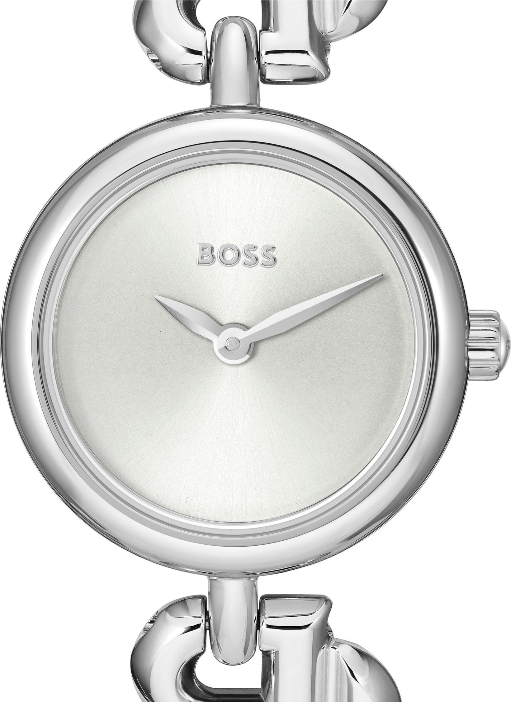 BOSS Quarzuhr »DOUBLE B DRESSY«, Armbanduhr, Damenuhr, Edelstahlarmband, analog