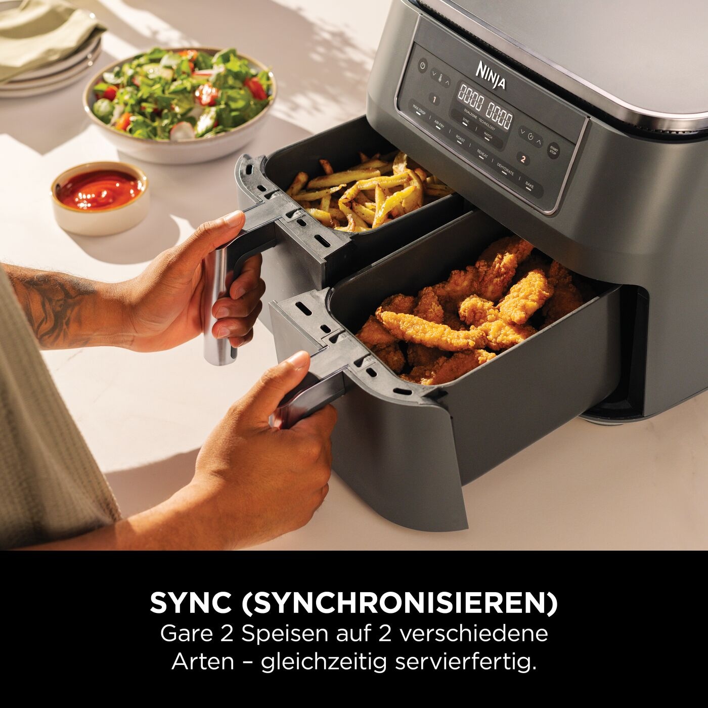 NINJA Heißluftfritteuse »6-in-1 Dual Zone Air Fryer 7,6L DZ300EU« 2470 W