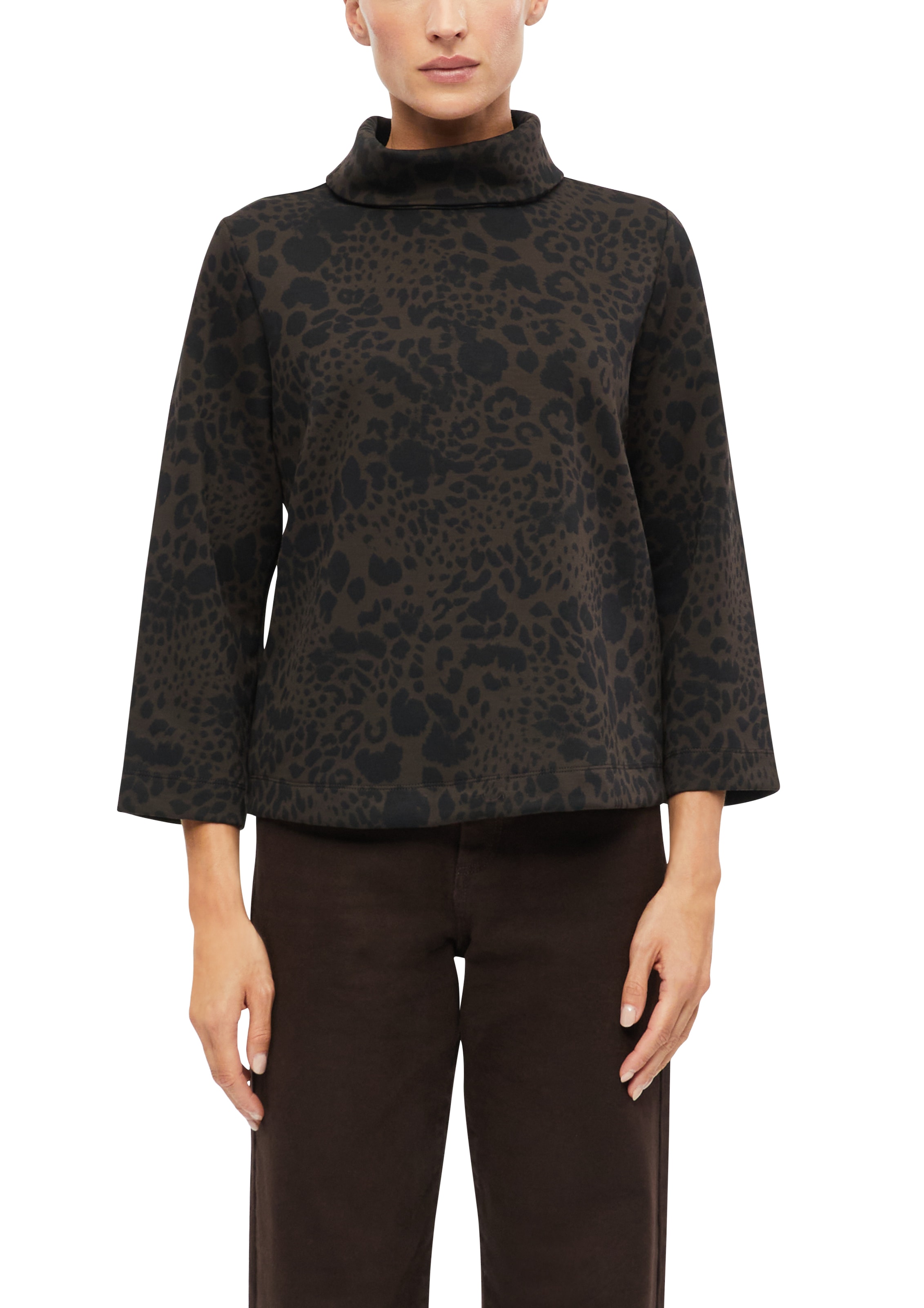 s.Oliver BLACK LABEL Sweatshirt, mit Allover Animalprint, mit Rollkragen
