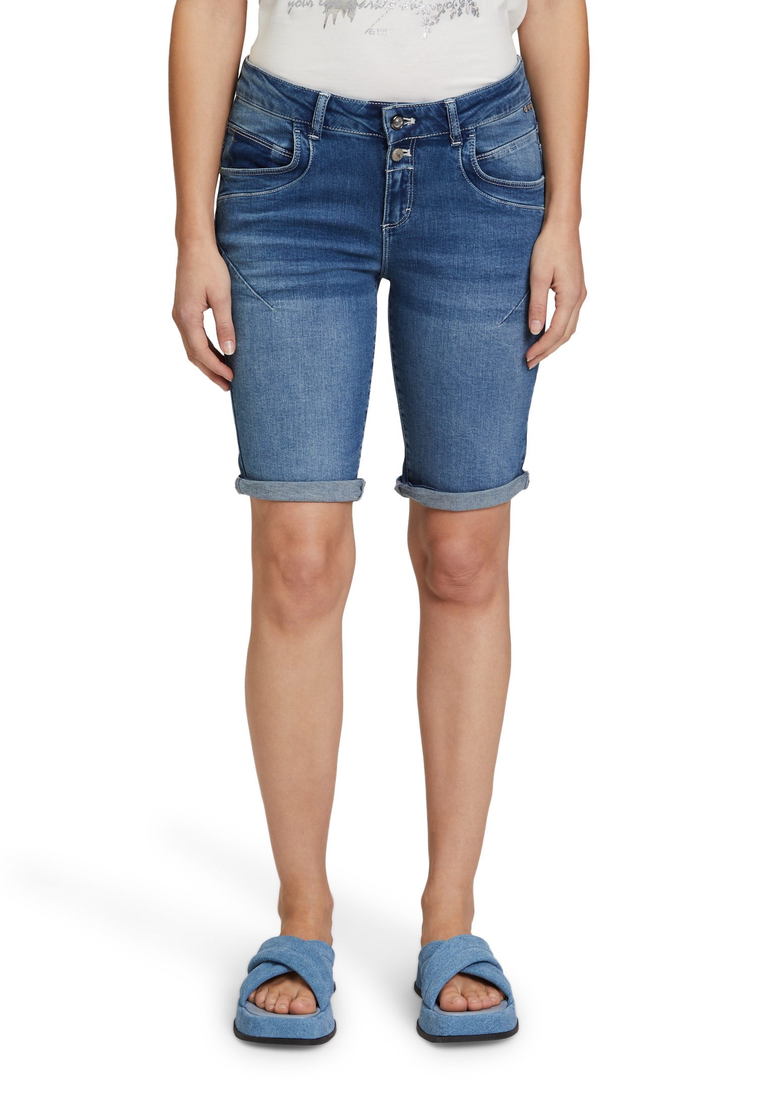 Shorts »Cartoon Jeans-Shorts mit Stickerei«, Nahtführung