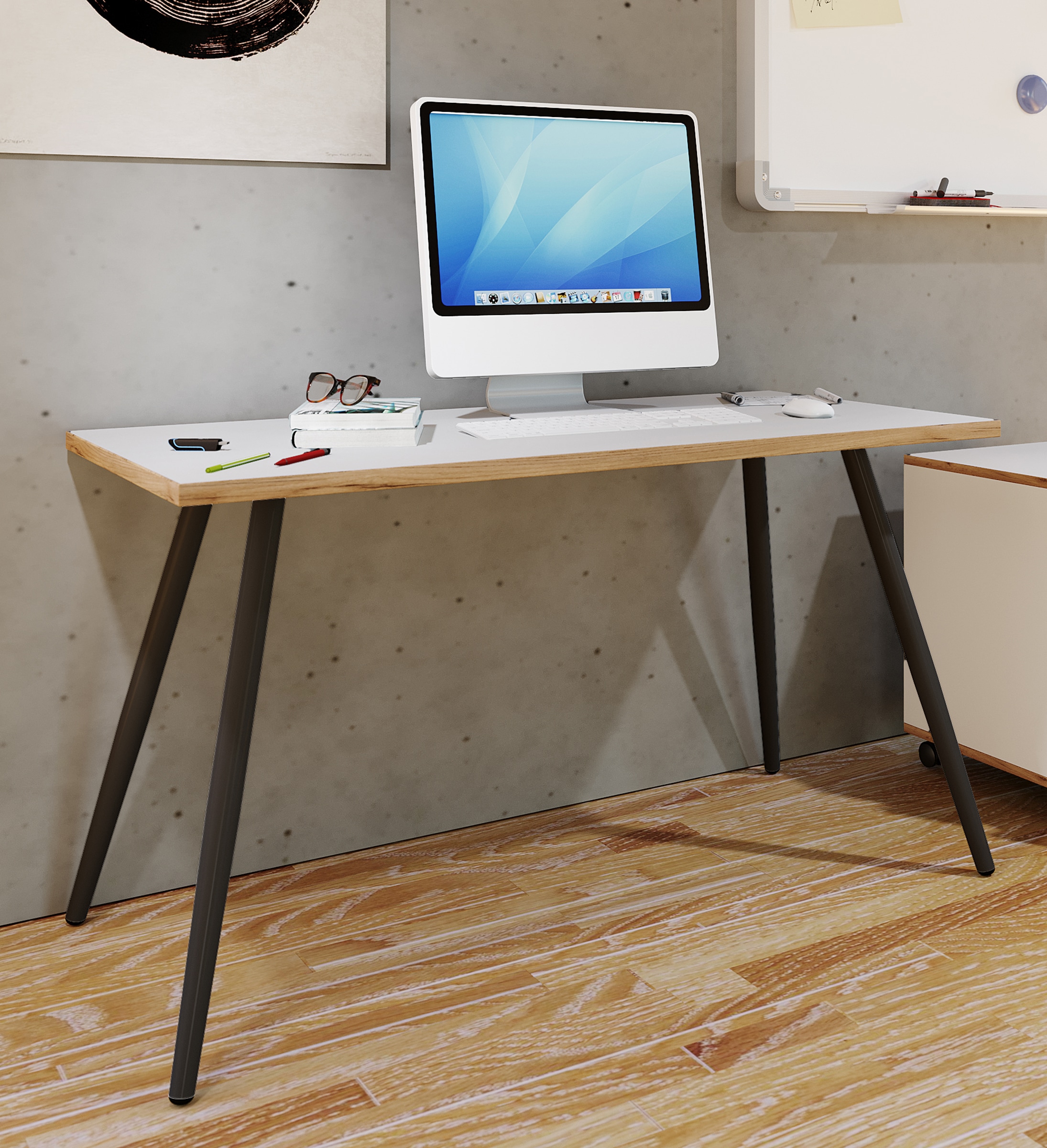 VCM Schreibtisch »VCM Schreibtisch Computertisch Bürotisch Skandanivischer Retro Look Salia 138x80 cm«, (Salia)