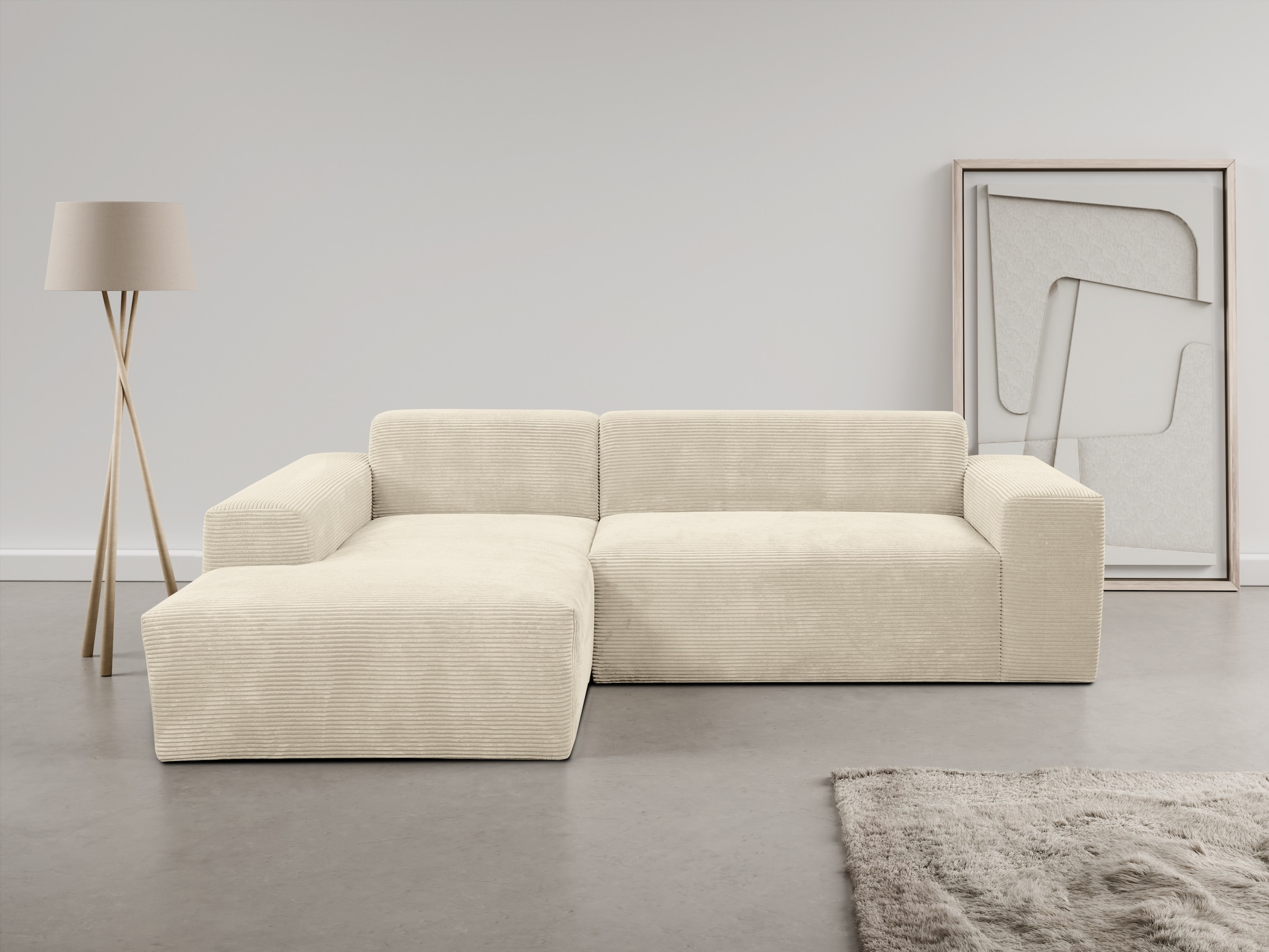 Ecksofa »Zeus-L«, Curvy Trend Ecksofa mit urbaner Optik in weichem Cord