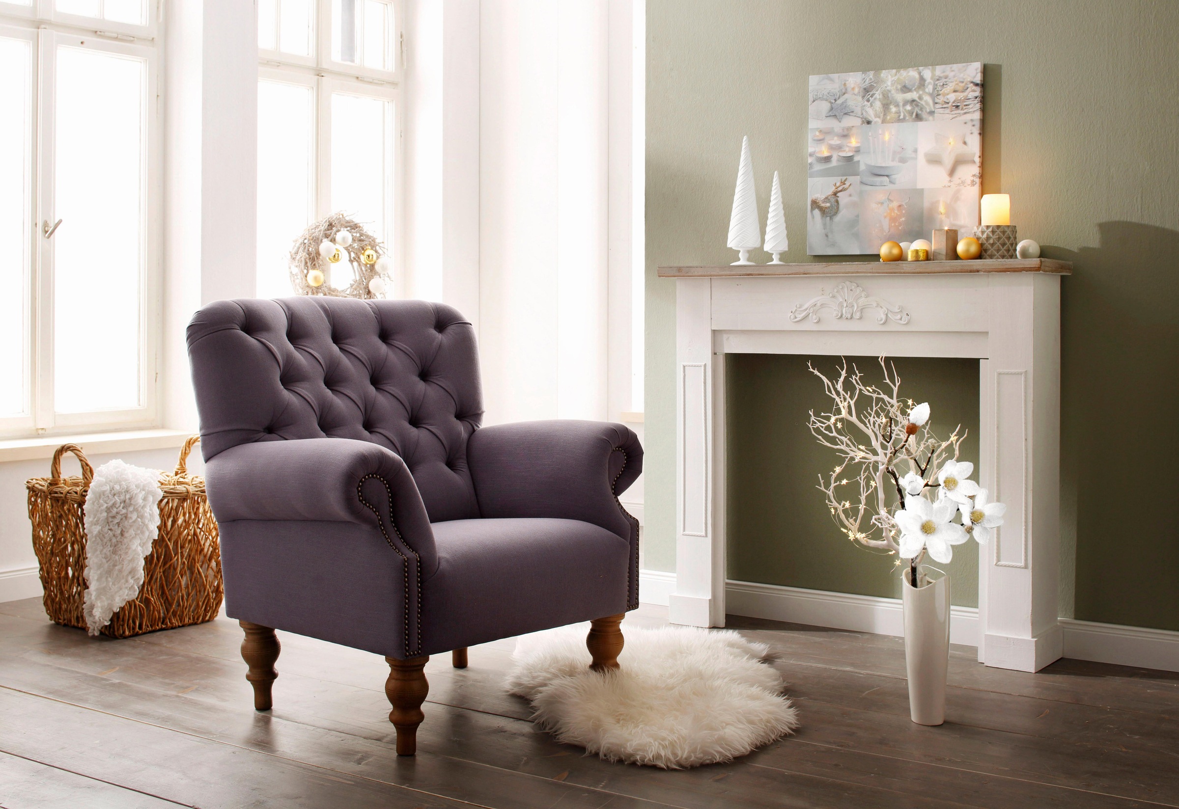 Home affaire Sessel »Lord«, mit echter Chesterfield-Knopfheftung und Ziernägeln