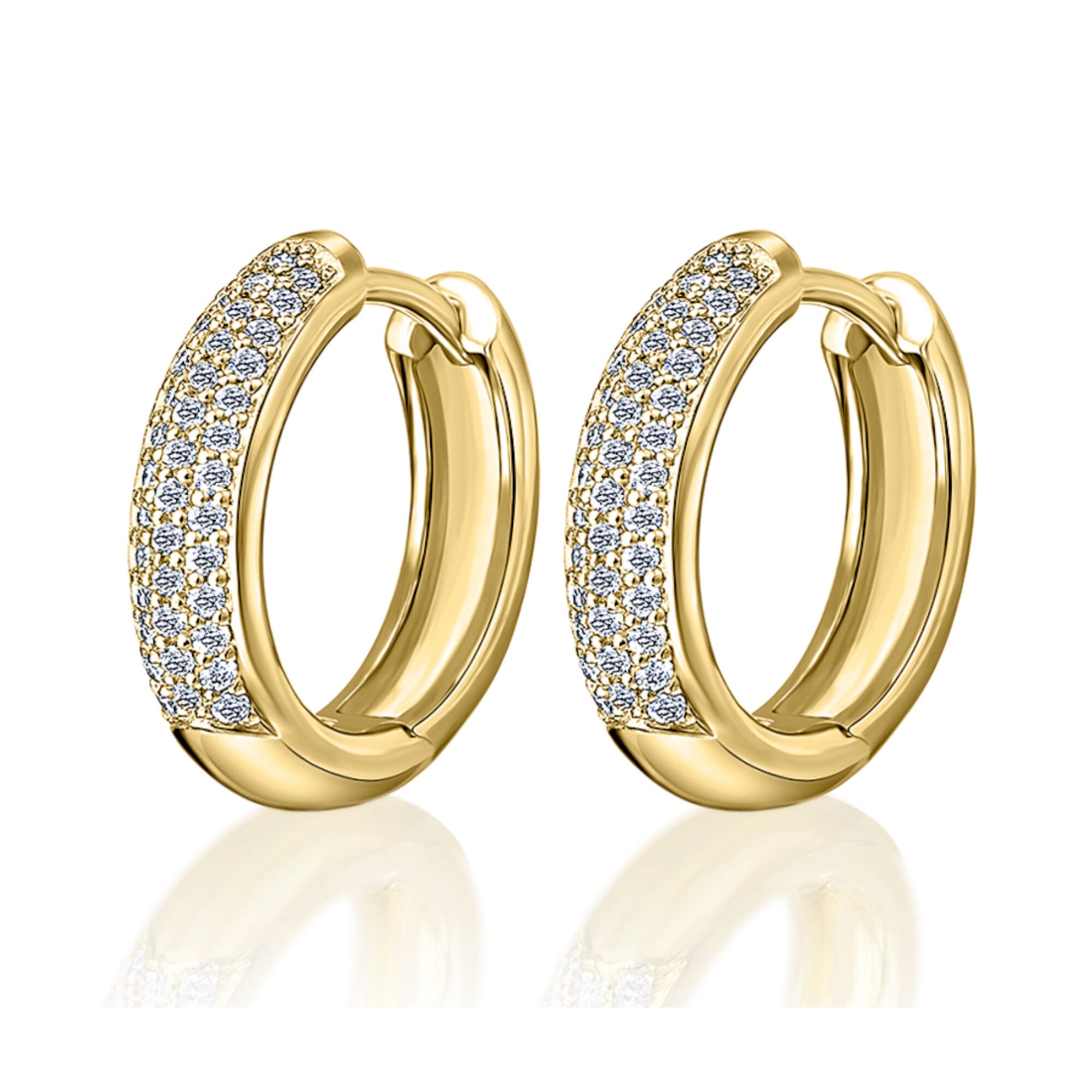 Paar Creolen »0.25 ct Diamant Brillant Ohrringe Creolen aus 585 Gelbgold«, Damen Gold...