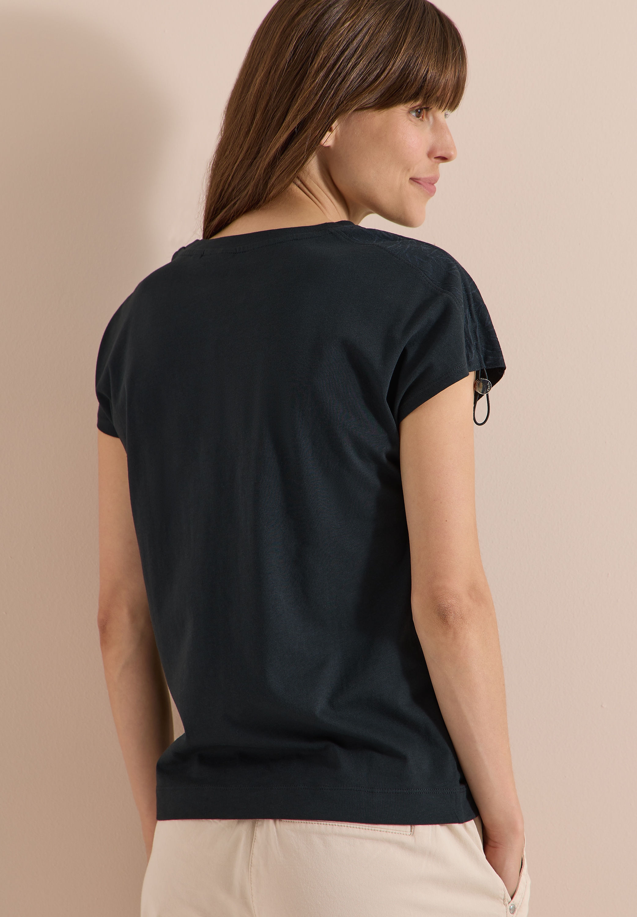 Cecil T-Shirt Elastikbund, Rundhals, geraffte Ärmel