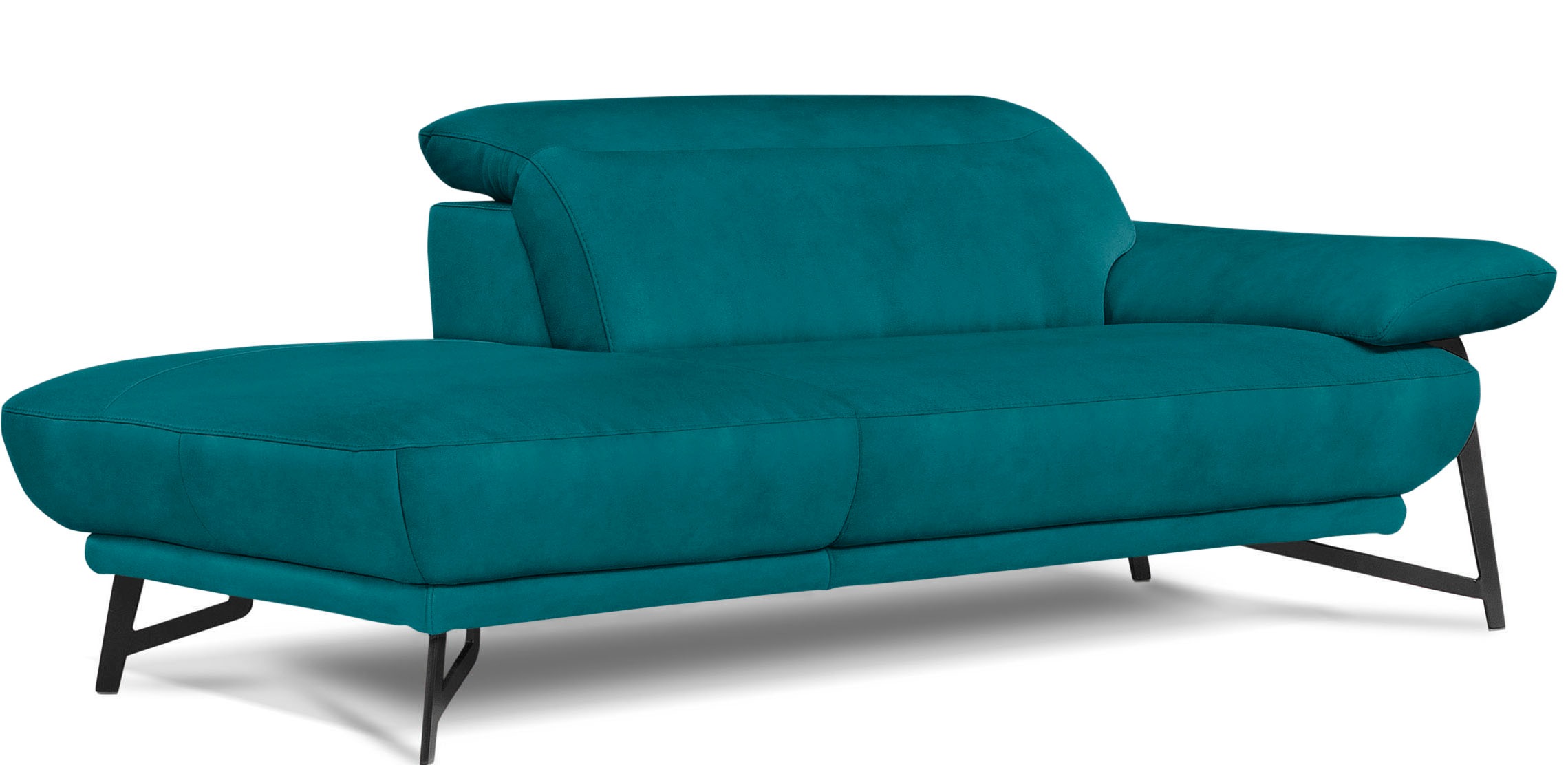 Egoitaliano Ottomane »Anais, erstklassiges Designsofa, Breite 179 cm, Fußfarbe schattengrau«, Kopfteil verstellbar, Luxus-Microfaser, blaurün