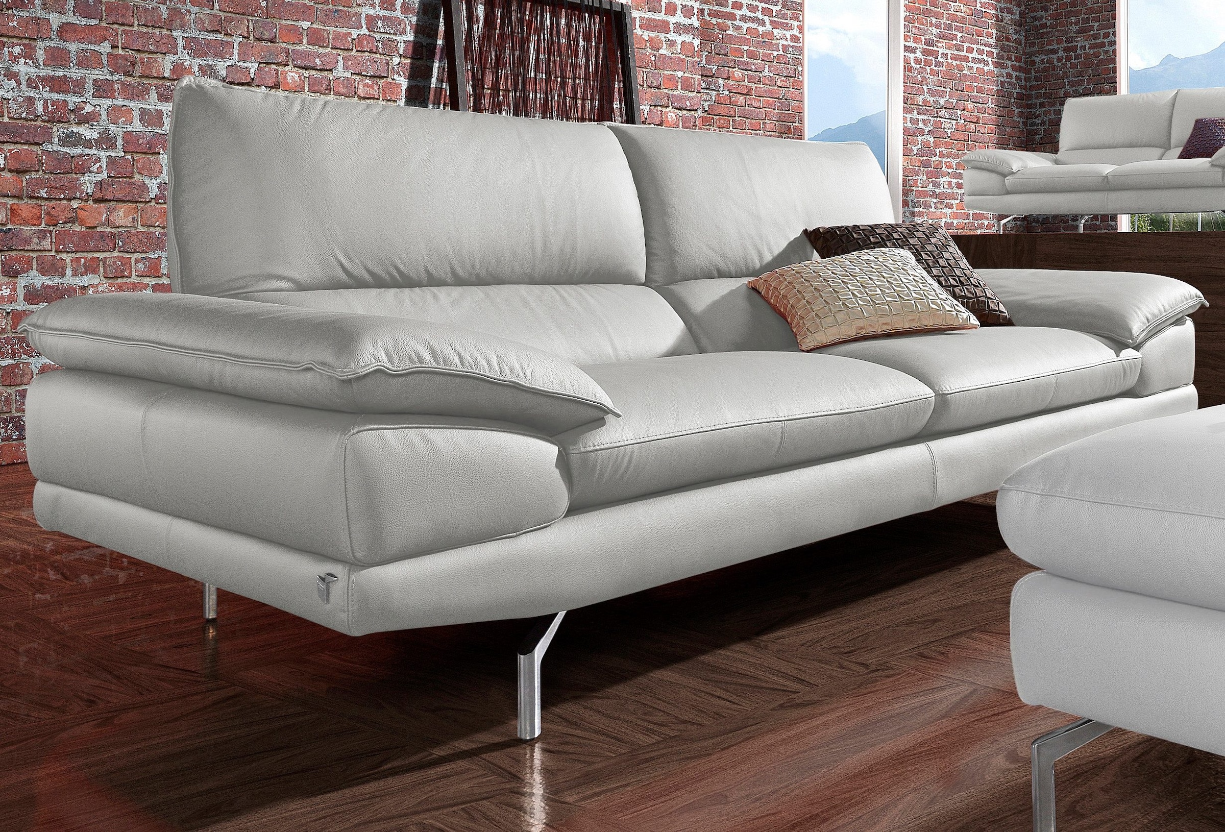 CALIA ITALIA 3-Sitzer "Dave, italienisches Design, erstklassiger Sitzkomfort, Breite 221cm" in zwei Lederqualitäten und toller Detailverarbeitung