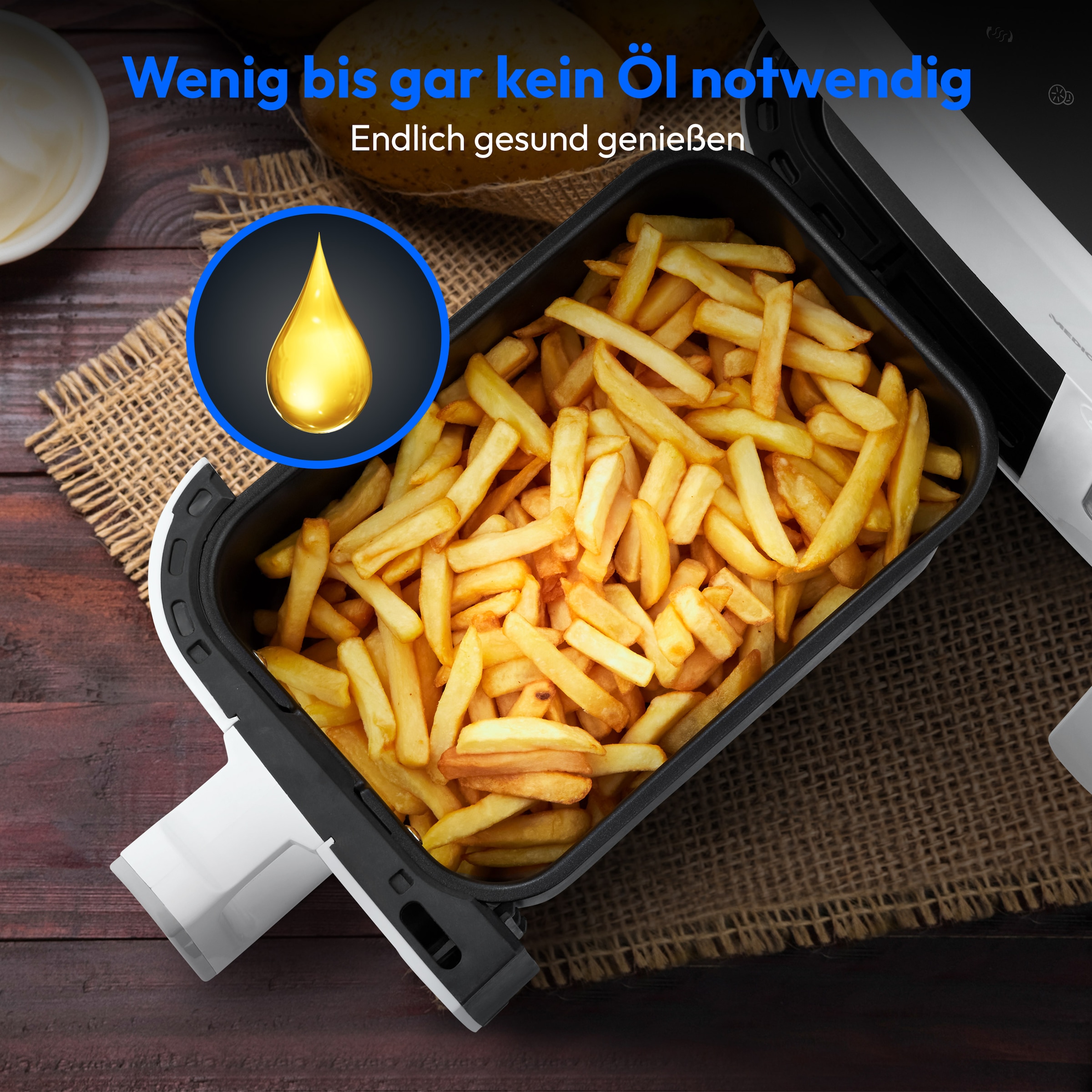 Medion® Heißluftfritteuse »MD 11760 P20XXL Twin«, 2400 W, Temperatur 50 - 200 °C, ILAG Beschichtung, Sync-Finish