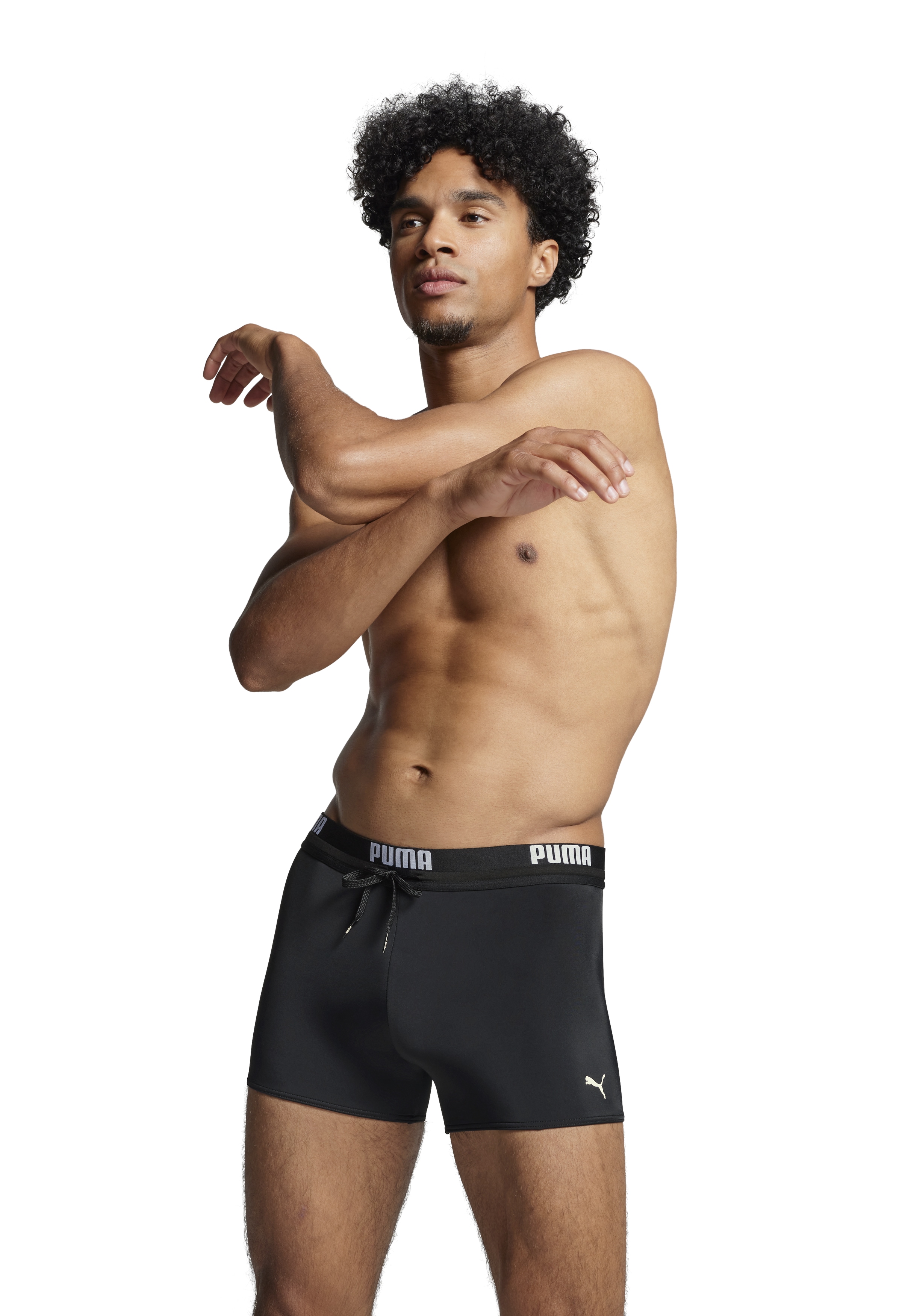 PUMA Badehose "PUMA SWIM MEN LOGO TRUNKS" elastischer Logobund mit integriertem Kordelzug