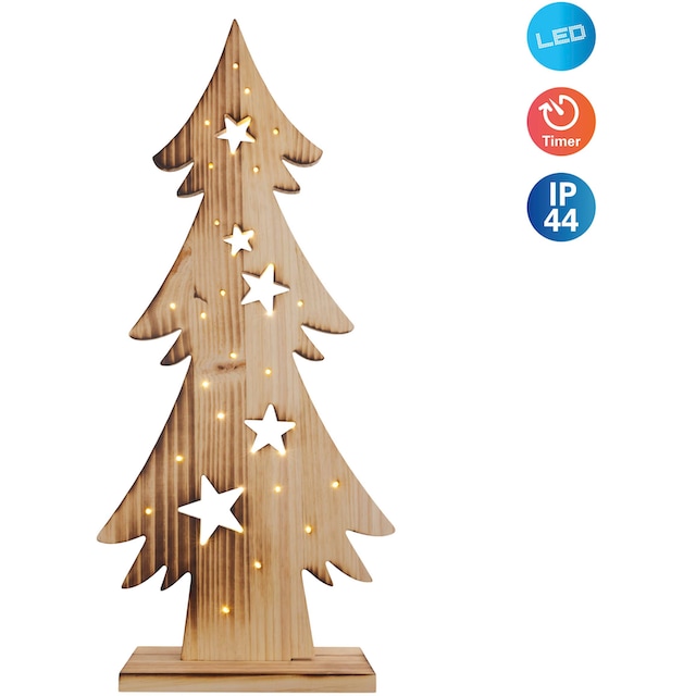 BAUR Baum bestellen ca. | »Tannenbaum, Batteriebetrieben näve LED cm, Weihnachtsdeko aus Höhe Holz«, 80 Holz-Stehleuchte,