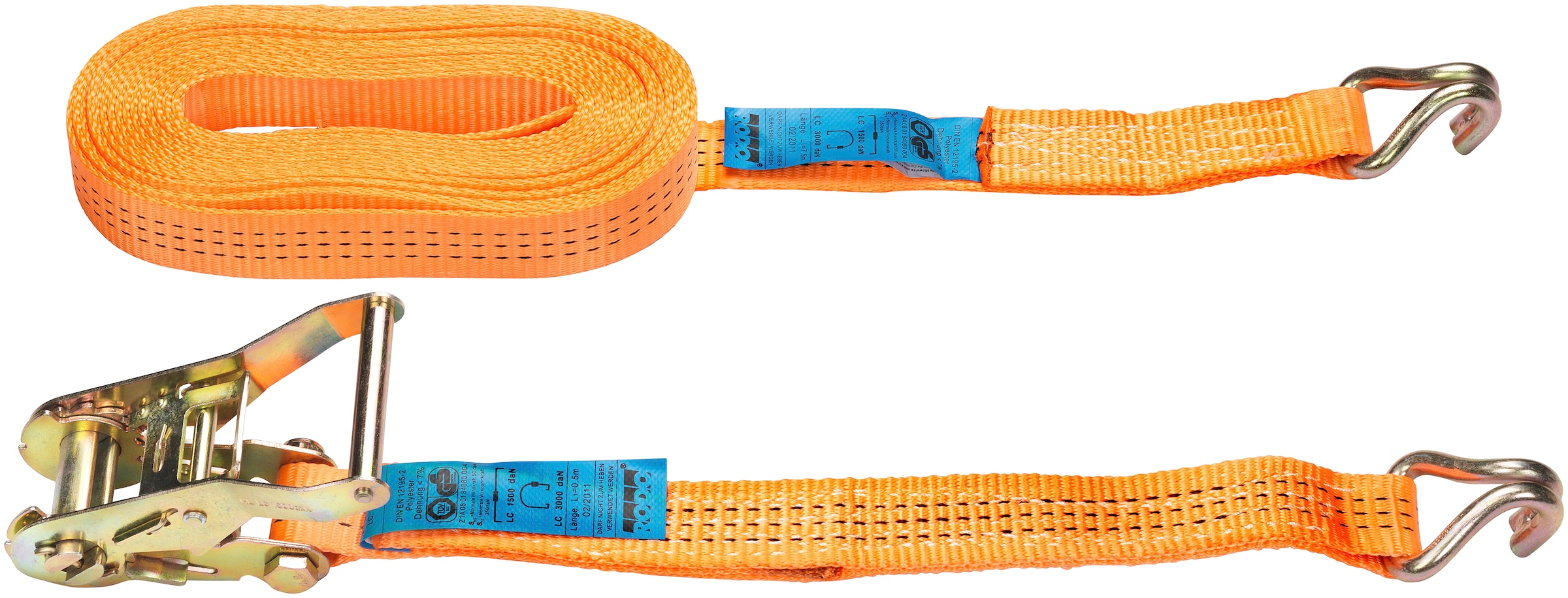 Connex Zurrgurt "Zweiteilig - 3000 kg maximale Belastbarkeit", Spannratsche & Spitzhaken - Aus Polyester