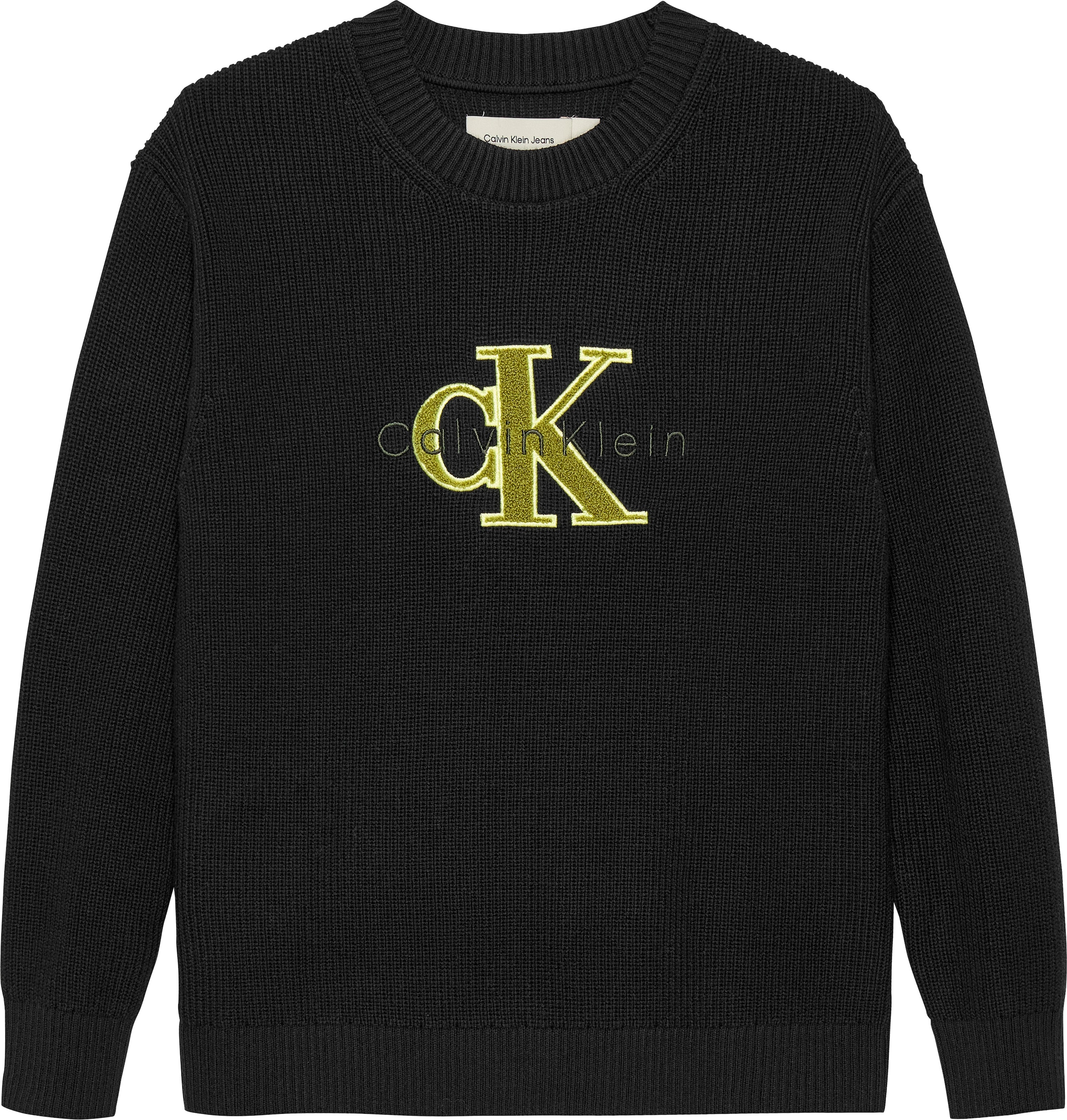 Calvin Klein Jeans Strickpullover »TOWELLING CK STITCH SWEATER«, für Kinder bis 16 Jahre, Frottee-Applikation