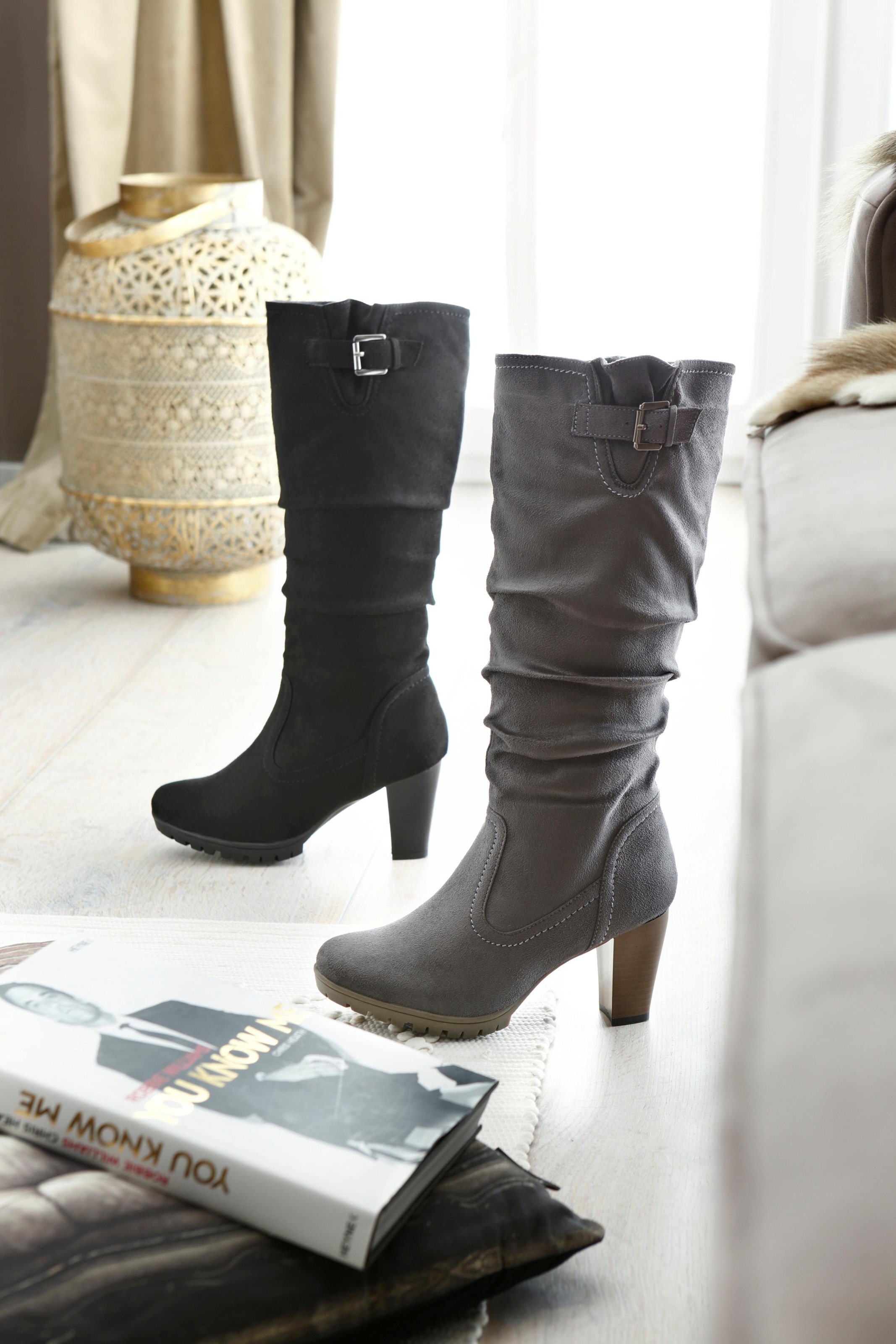 Aniston SHOES Stiefel, mit Raffungen am slouchy Schaft - NEUE KOLLEKTION