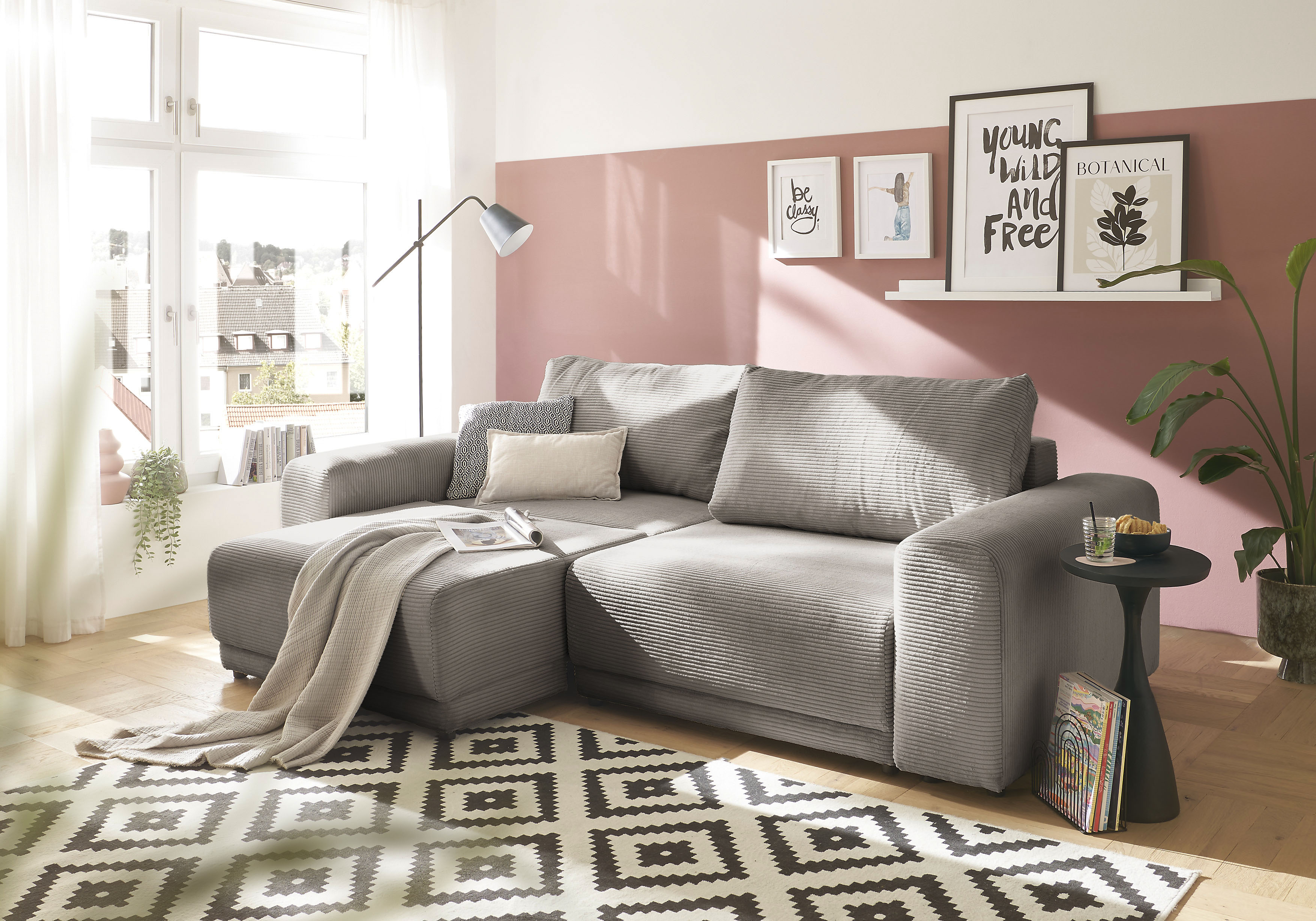OTTO home Schlafsofa "PHEELIX Cord, mit 3 Funktionen" Elemente einzeln oder gleichzeitig ausziehbar, bequemer Sitzkomfort