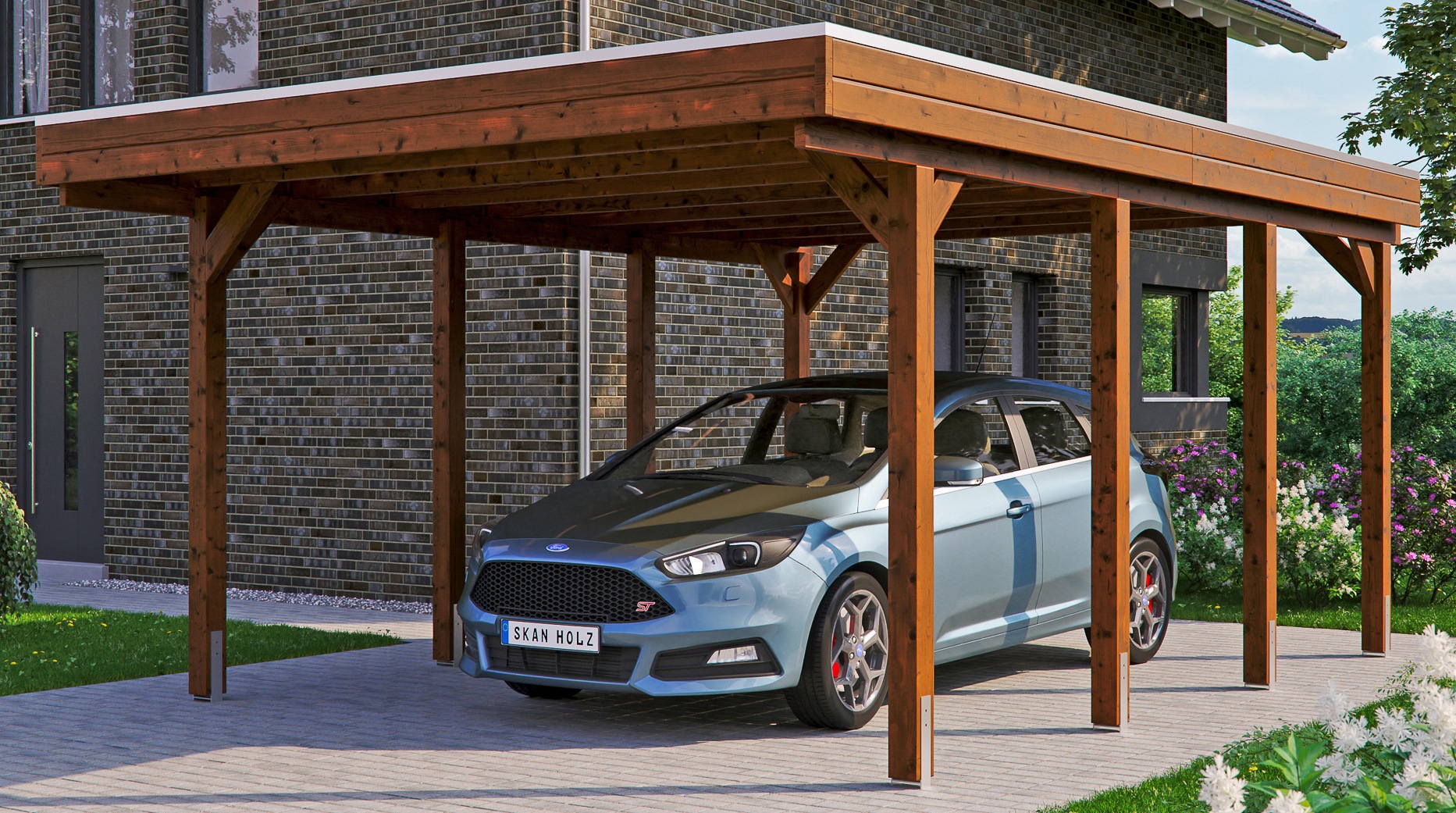 Einzelcarport SKANHOLZ, braun, Carports, "Friesland"