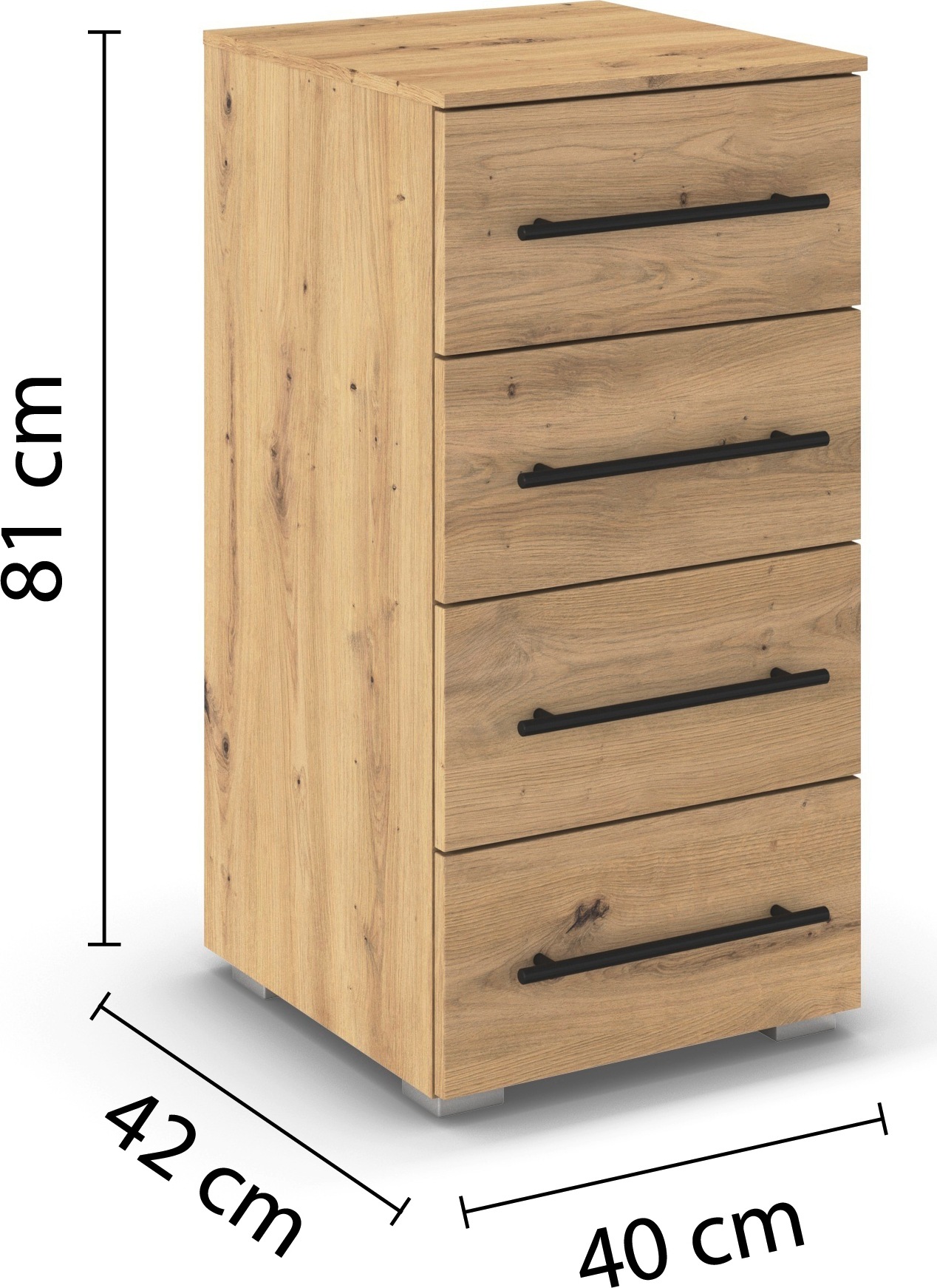 rauch Schubkastenkommode »Sideboard Schubladenkommode AVOLA mit Dekorfront« Breite 40 cm inkl. Soft-Close-Funktion,  mit 4 geräumigen Schubladen für viel Stauraum MADE IN GERMANY